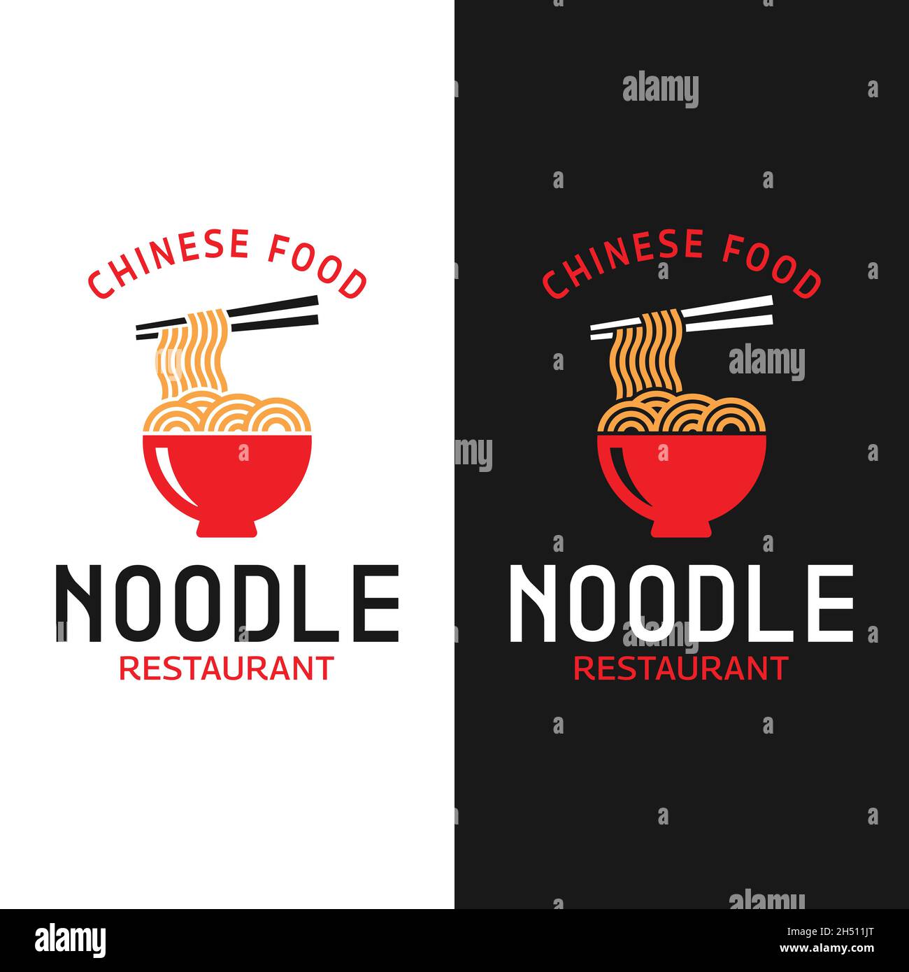 Modèle de conception du logo Noodle Mie Ramen dans un bol et des bâtonnets de nouilles.Convient aux restaurants japonais chinois Cafe Resto, aux entreprises de marque Noodle, etc. Illustration de Vecteur