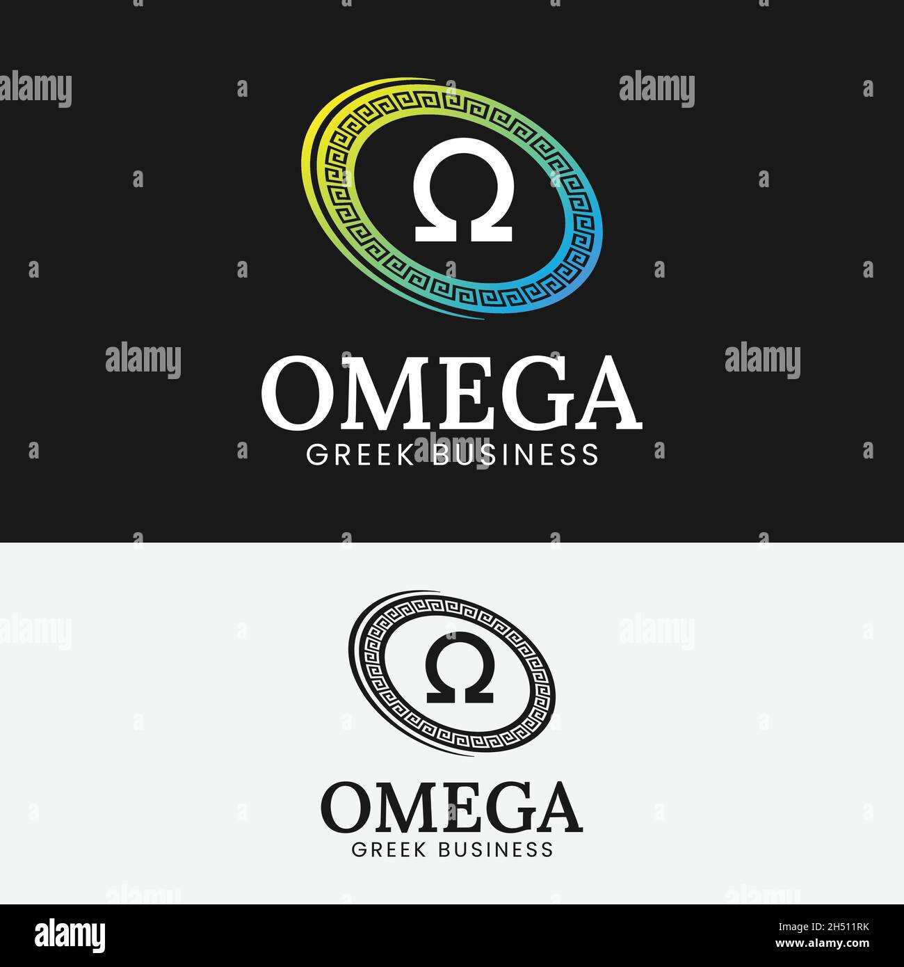 Modèle de conception de logo Omega Greek Alphabet avec logo Cirlce grec.Convient à tout design de logo commercial de marque General Technology Fashion Restaurant Illustration de Vecteur