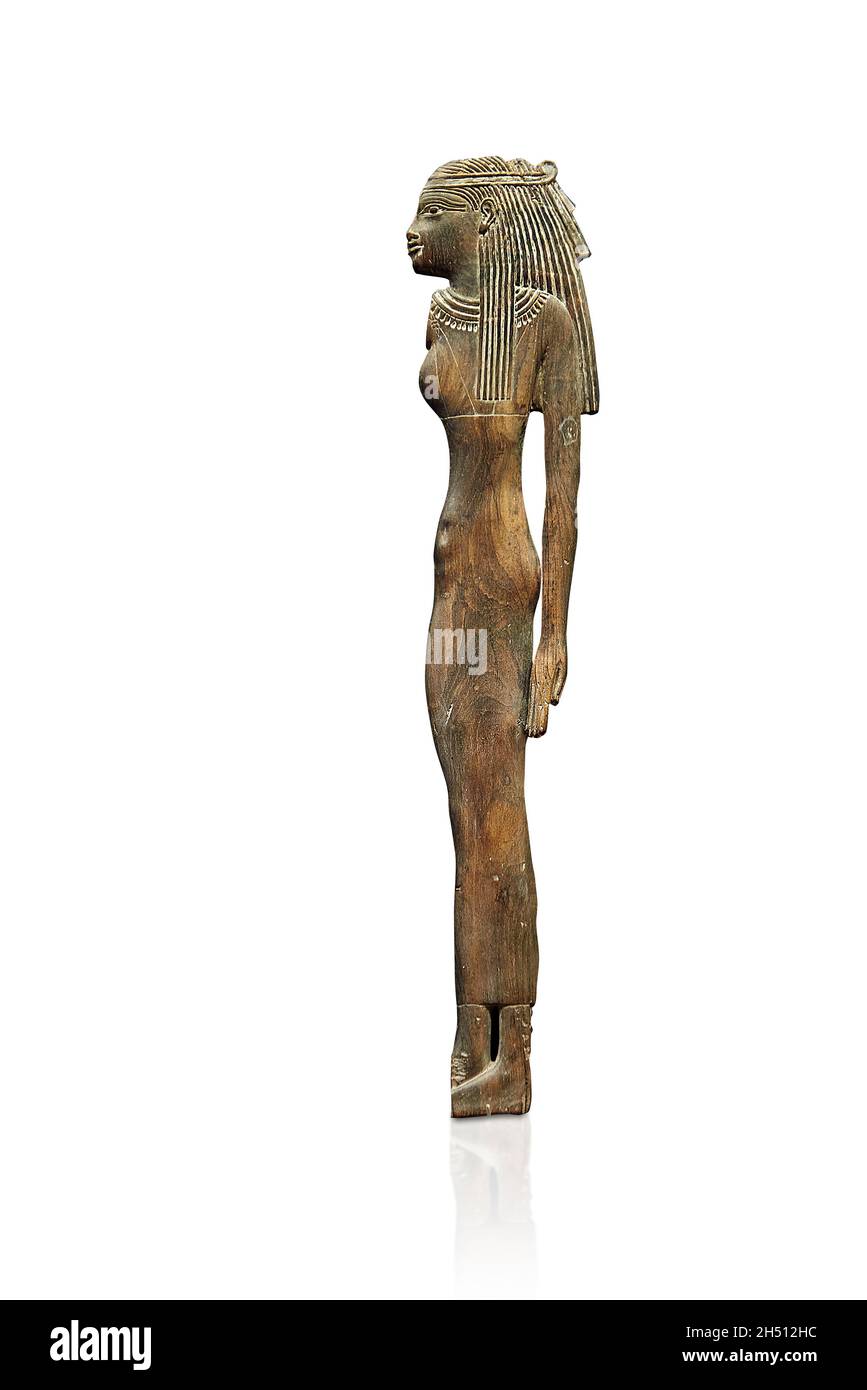 Sculptures en bois égyptien d'un sarcophage d'une femme, règne en 1294-1297 du Musée du Louvre Seti I. Banque D'Images