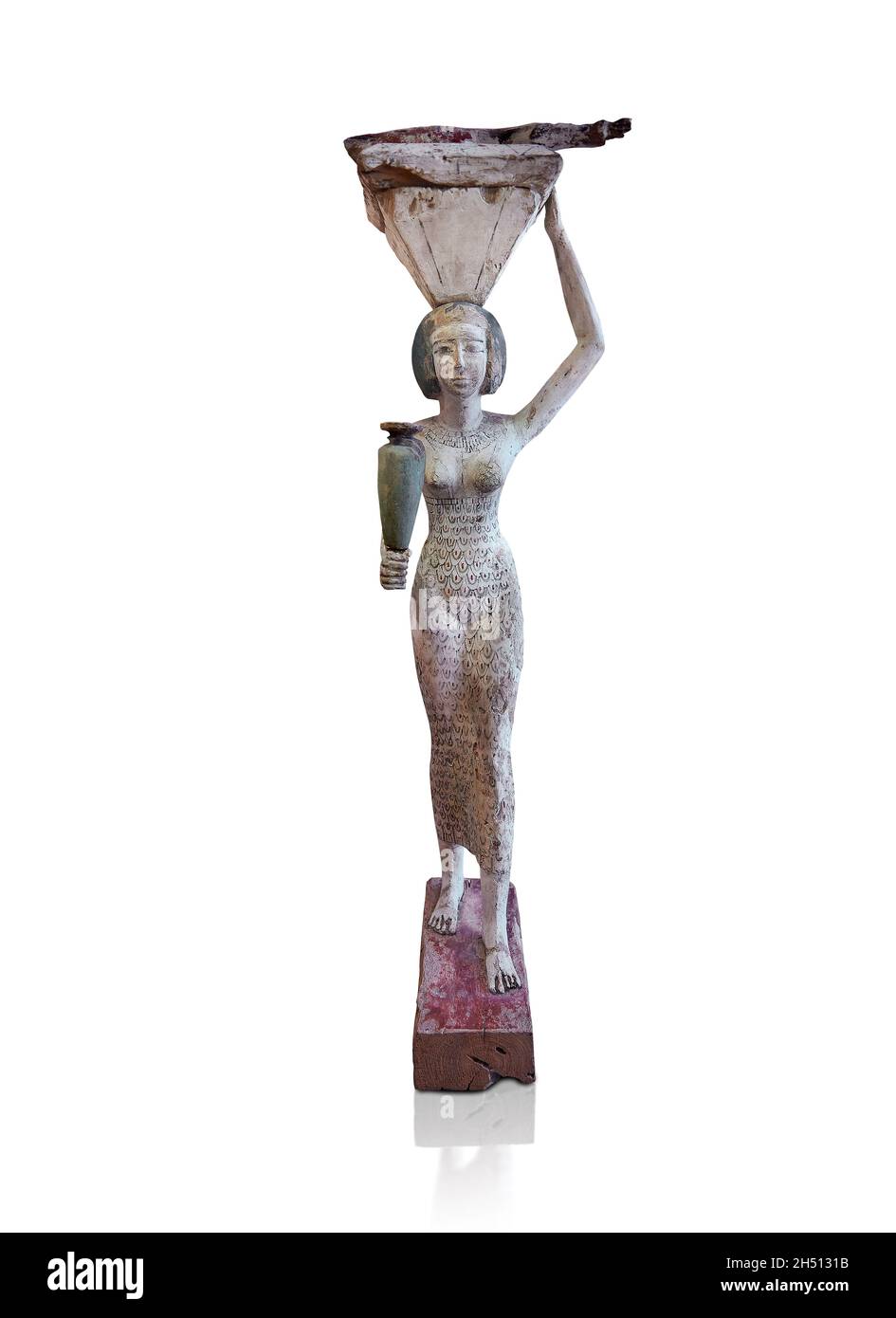 Egyptien Wood Sculpture d'une femelle portant offrandes, 1963-1862 av. J.-C., départ 12ème duynasty, bois.Musée du Louvre inv E10781.La statue représente une femme Banque D'Images