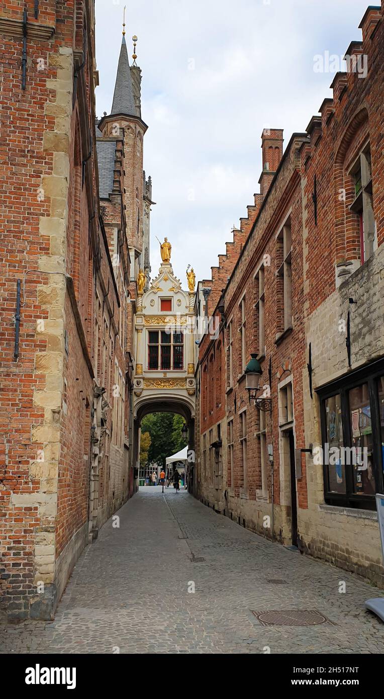 Vue panoramique de l'ancien registre civil dans la vieille ville historique de Bruges, Belgique Banque D'Images