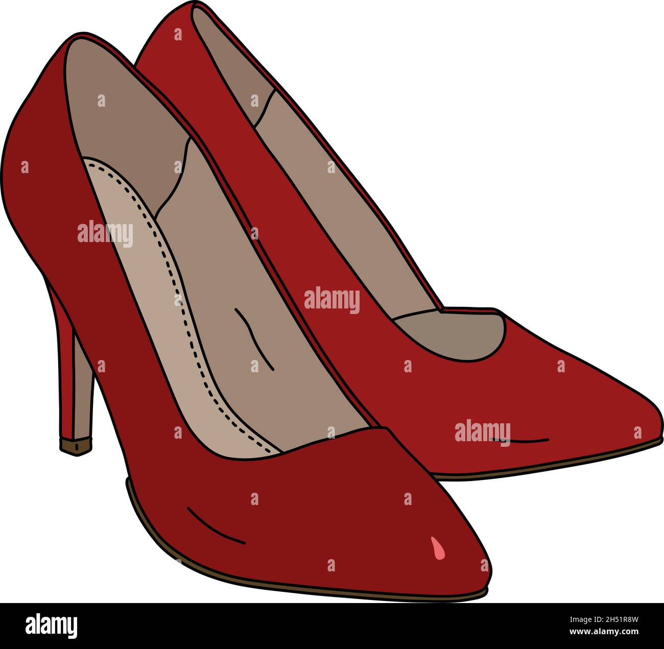 Le dessin à la main vectorisé de chaussures rouges pour femmes sur des  talons hauts Image Vectorielle Stock - Alamy