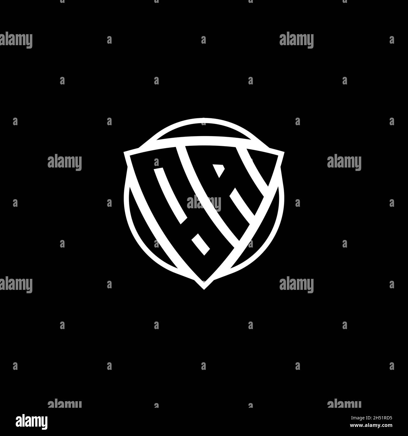 BA Monogram logo lettre avec triangle bouclier style conception isolée sur fond blanc.Logo radioactif, triangle radioactif et forme de bouclier Illustration de Vecteur