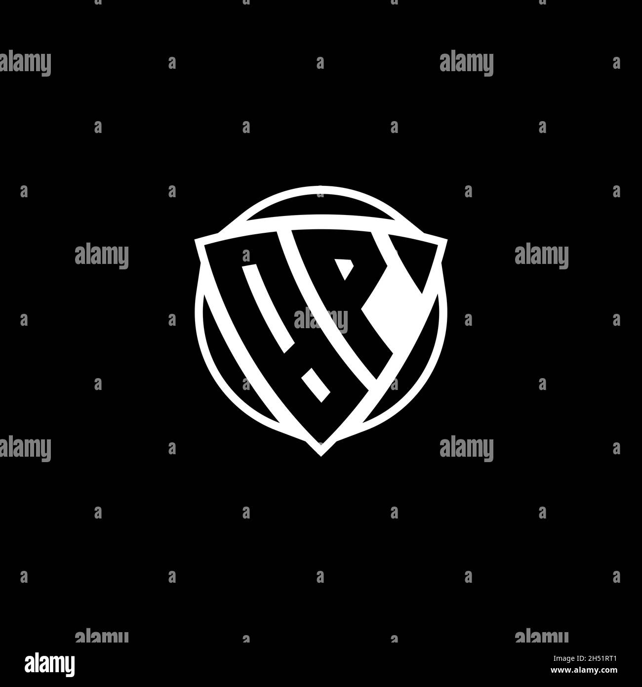 Lettre du logo BP Monogram avec forme triangulaire Shield style conception isolée sur fond blanc.Logo radioactif, triangle radioactif et forme de bouclier Illustration de Vecteur