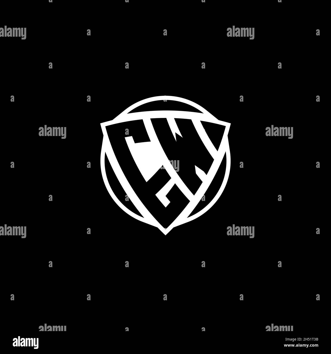 Lettre du logo EW Monogram avec forme triangulaire Shield isolée sur fond blanc.Logo radioactif, triangle radioactif et forme de bouclier Illustration de Vecteur