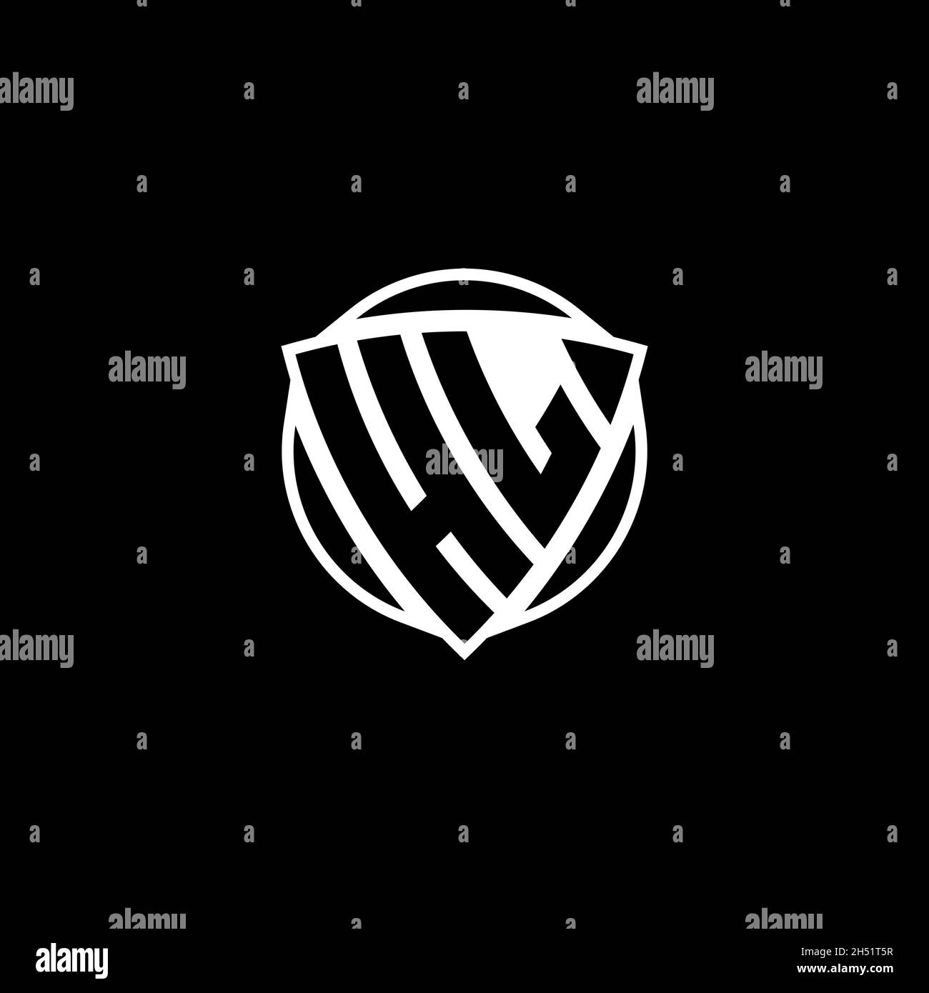HL Monogram logo lettre avec le style de la forme de bouclier triangle isolé sur fond blanc.Logo radioactif, triangle radioactif et forme de bouclier Illustration de Vecteur