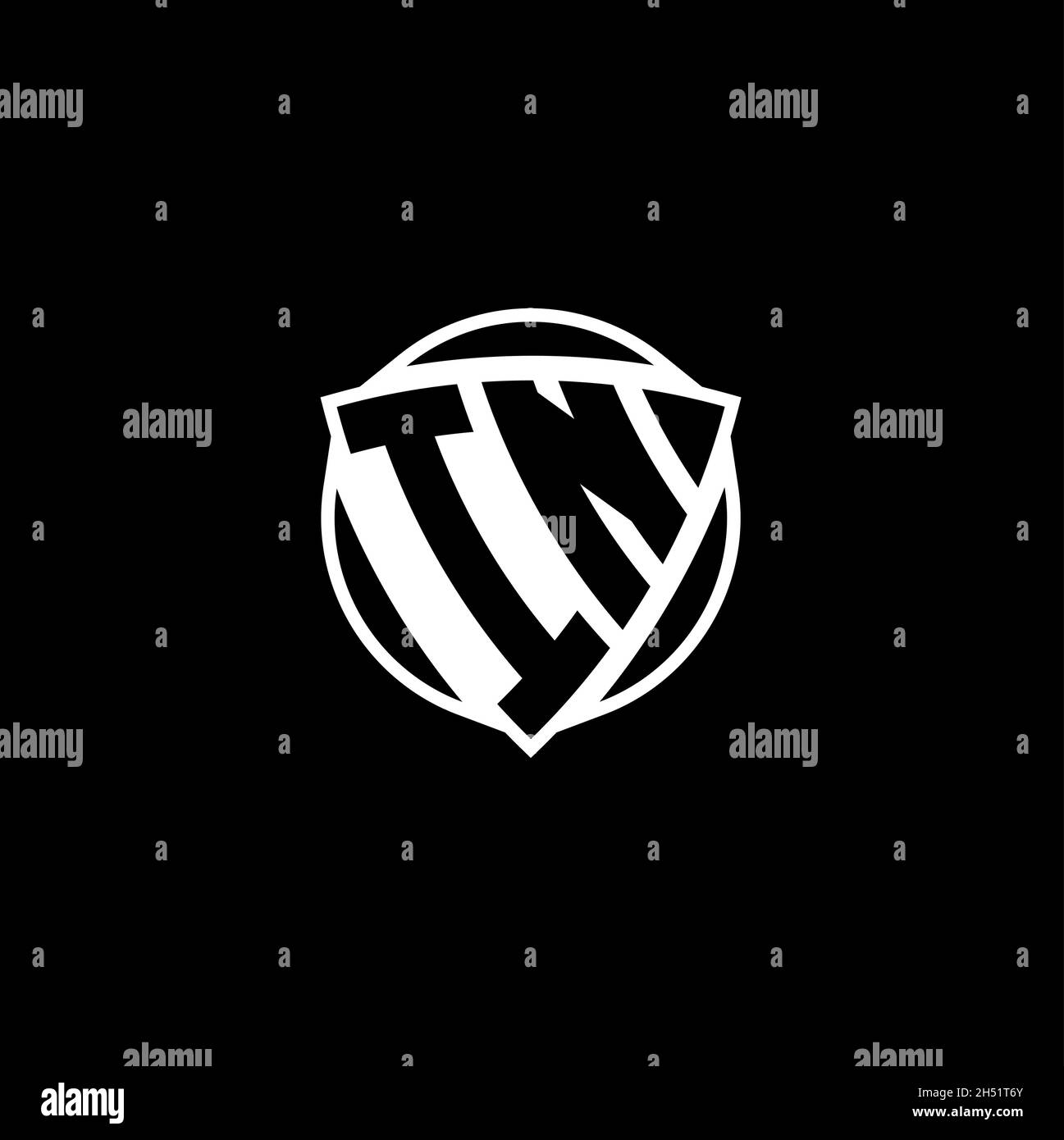 EN Monogram logo lettre avec triangle bouclier style conception isolée sur fond blanc.Logo radioactif, triangle radioactif et forme de bouclier Illustration de Vecteur