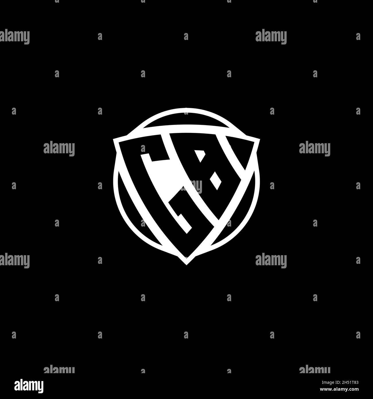 GB Monogram logo lettre avec triangle bouclier style conception isolée sur fond blanc.Logo radioactif, triangle radioactif et forme de bouclier Illustration de Vecteur