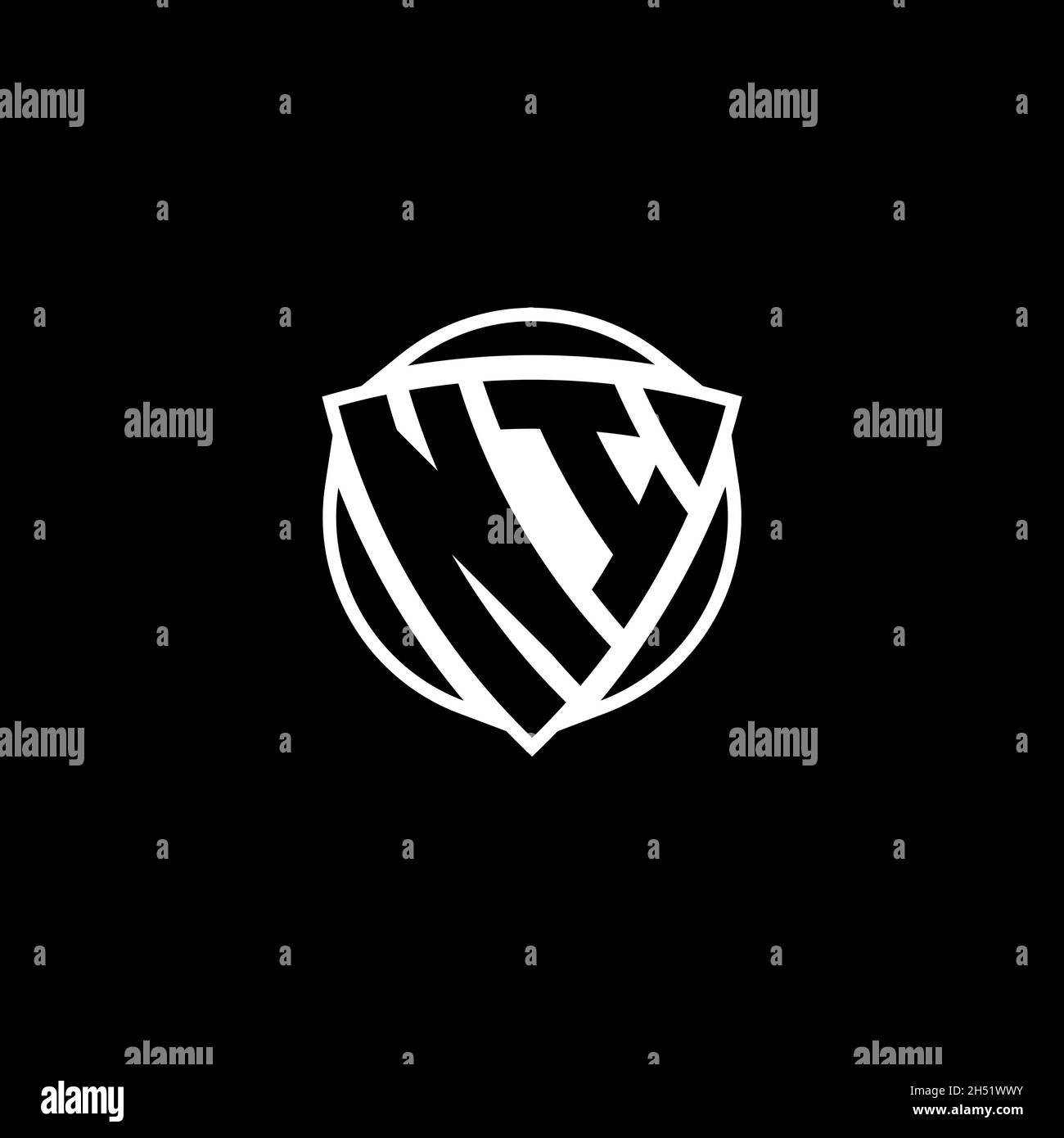 LETTRE DU logo NI Monogram avec un motif en forme de triangle et de bouclier isolé sur fond blanc.Logo radioactif, triangle radioactif et forme de bouclier Illustration de Vecteur