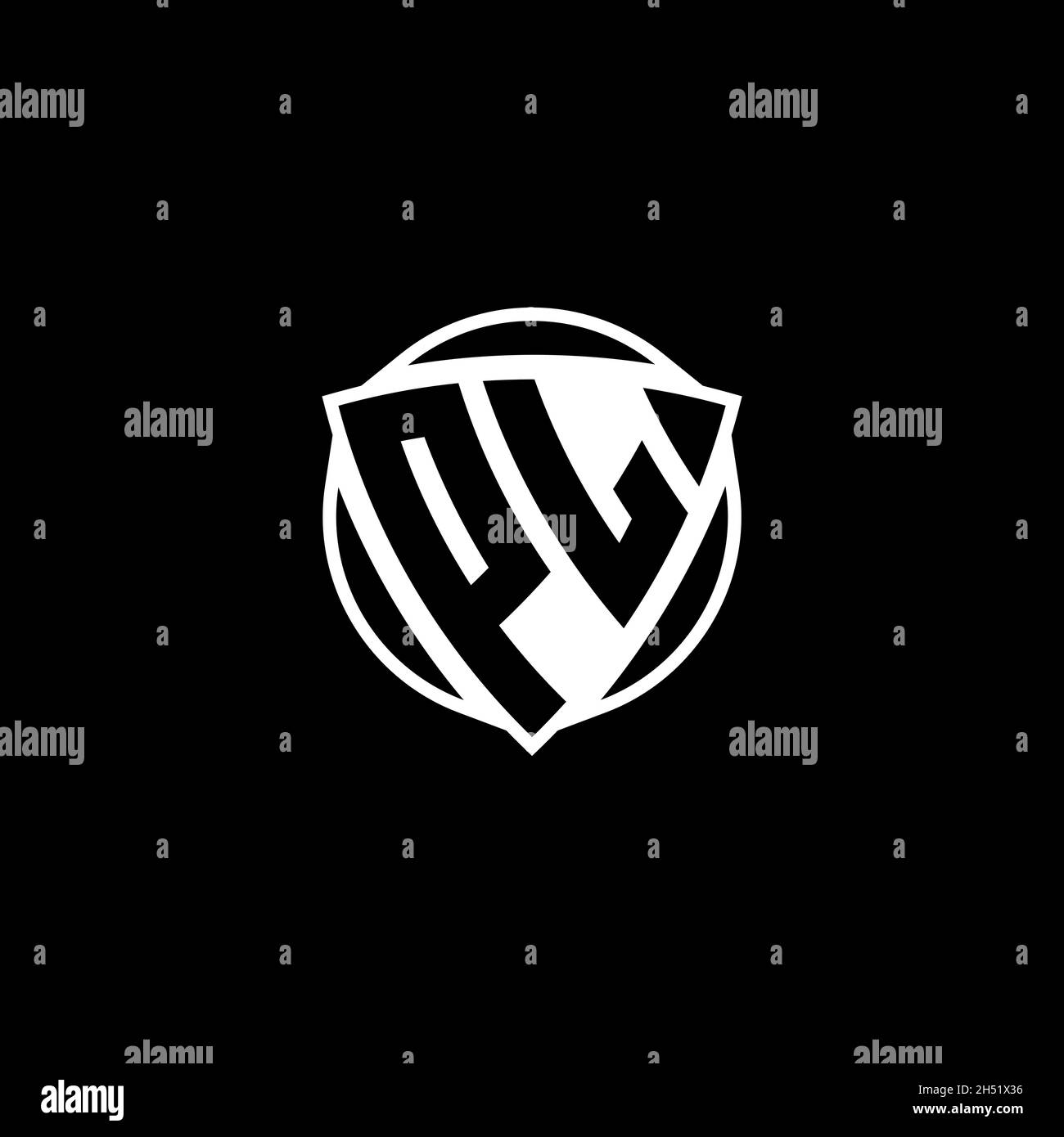 Lettre du logo PL Monogram avec forme triangulaire Shield style conception isolée sur fond blanc.Logo radioactif, triangle radioactif et forme de bouclier Illustration de Vecteur