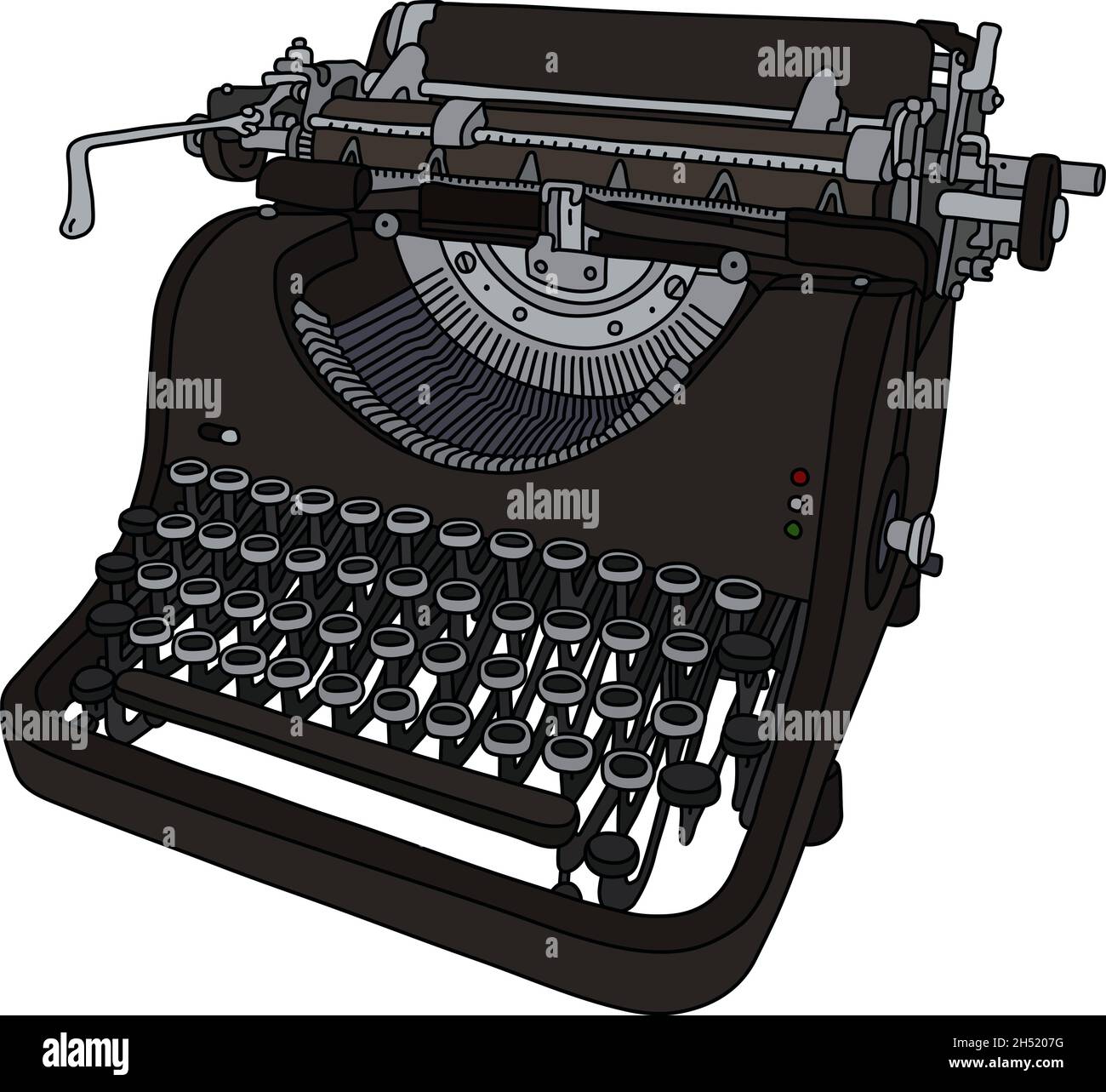 Le dessin à la main vectorisé d'une machine à écrire vintage Illustration de Vecteur