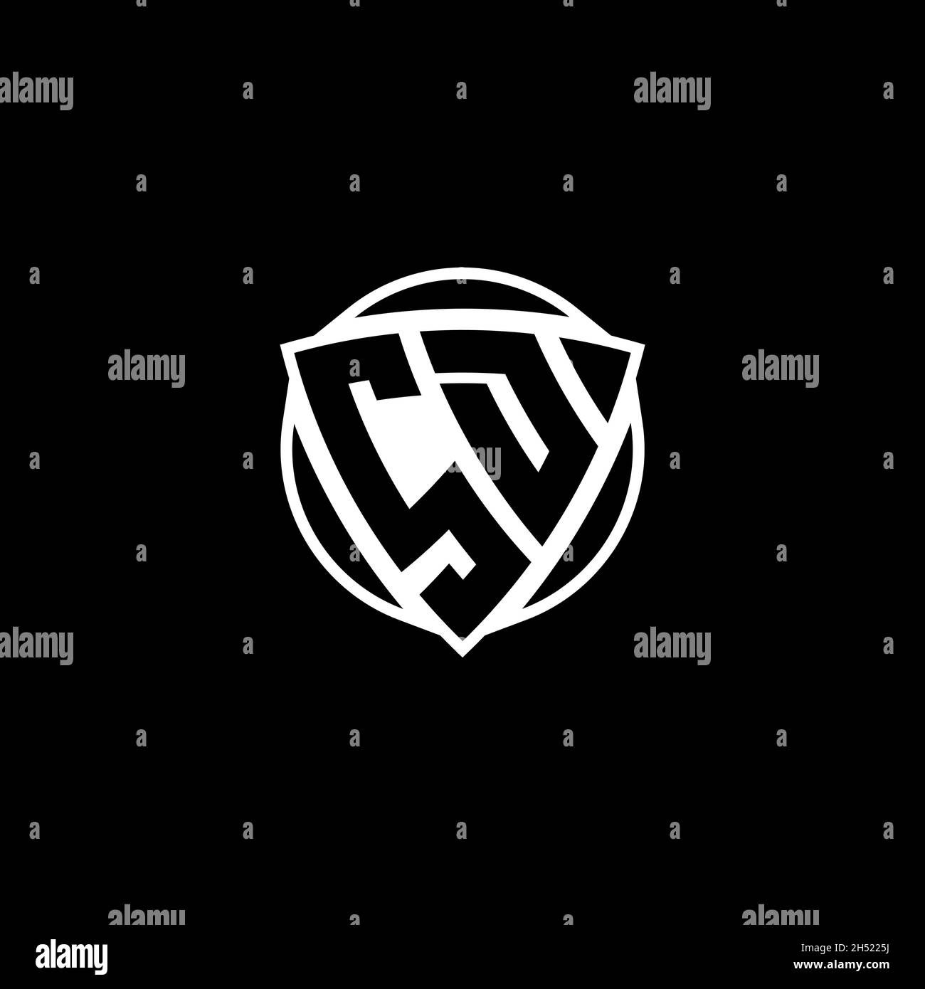 Lettre du logo du Monogramme SD avec un motif en forme de triangle et de cercle sur un arrière-plan isolé.Logo triangle monogramme, logo bouclier monogramme, trian Illustration de Vecteur