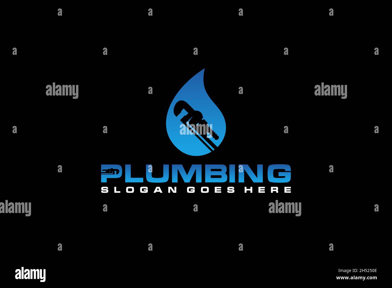 Modèle de logo du service de plomberie, Service de l'eau. Illustration de Vecteur