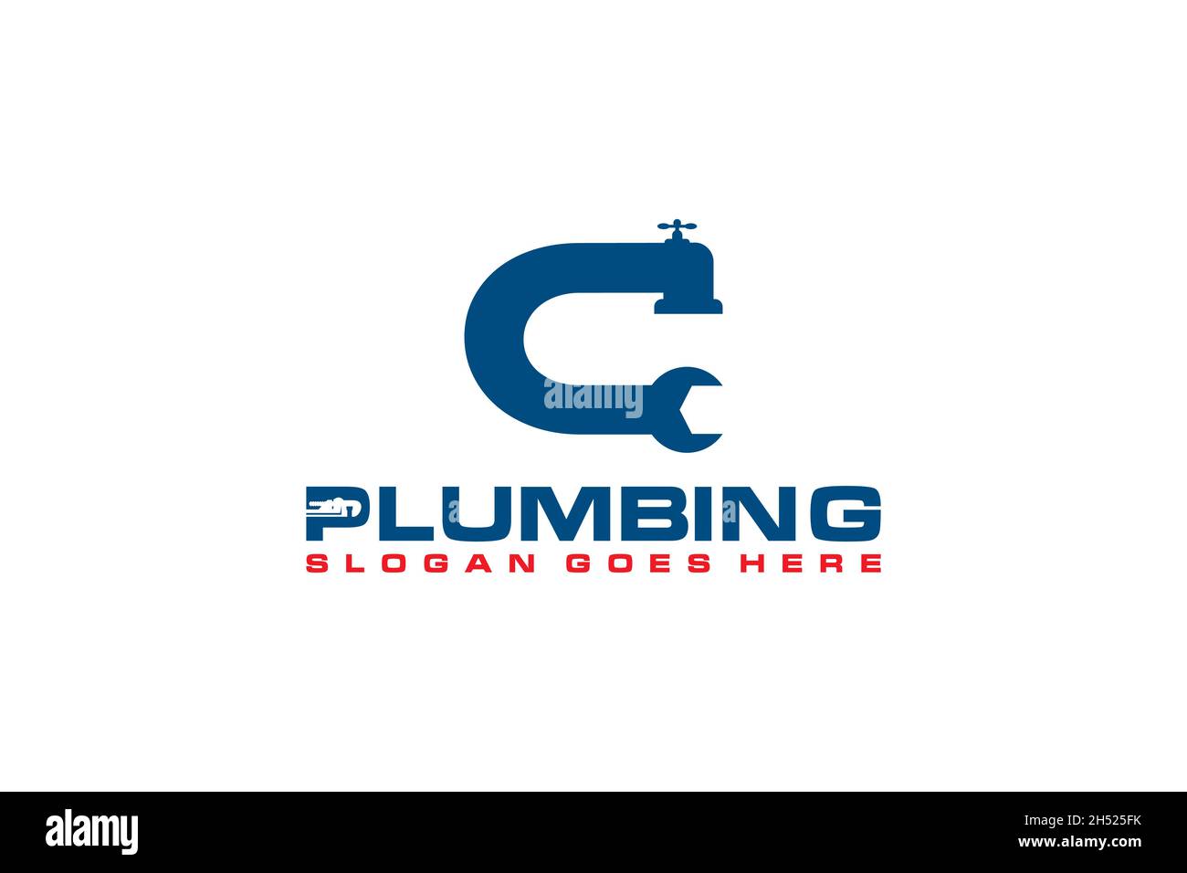 C modèle de logo initial pour le service de plomberie, icône de logo du service d'eau. Illustration de Vecteur