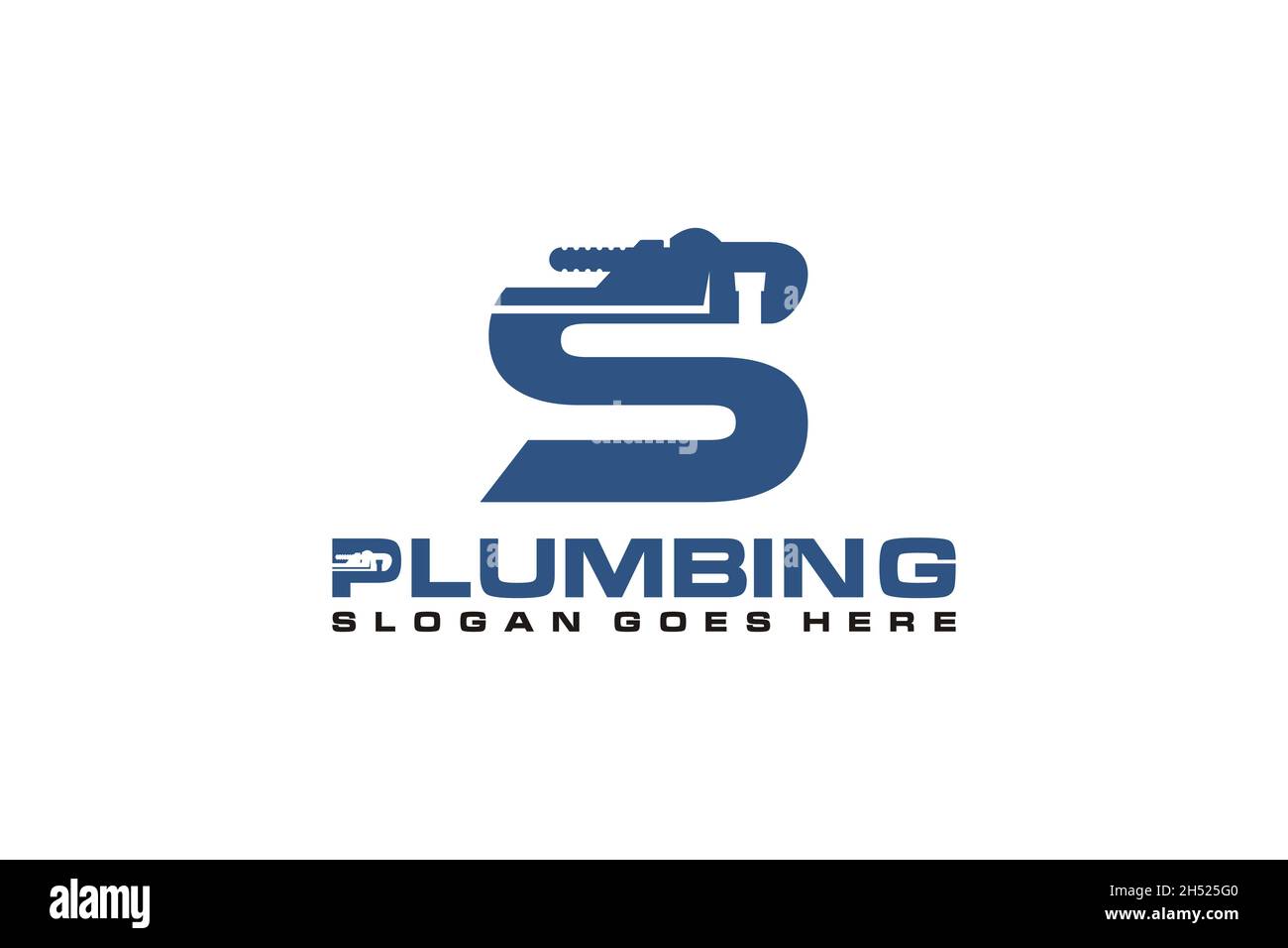 S modèle de logo initial pour le service de plomberie, icône de logo du service d'eau. Illustration de Vecteur