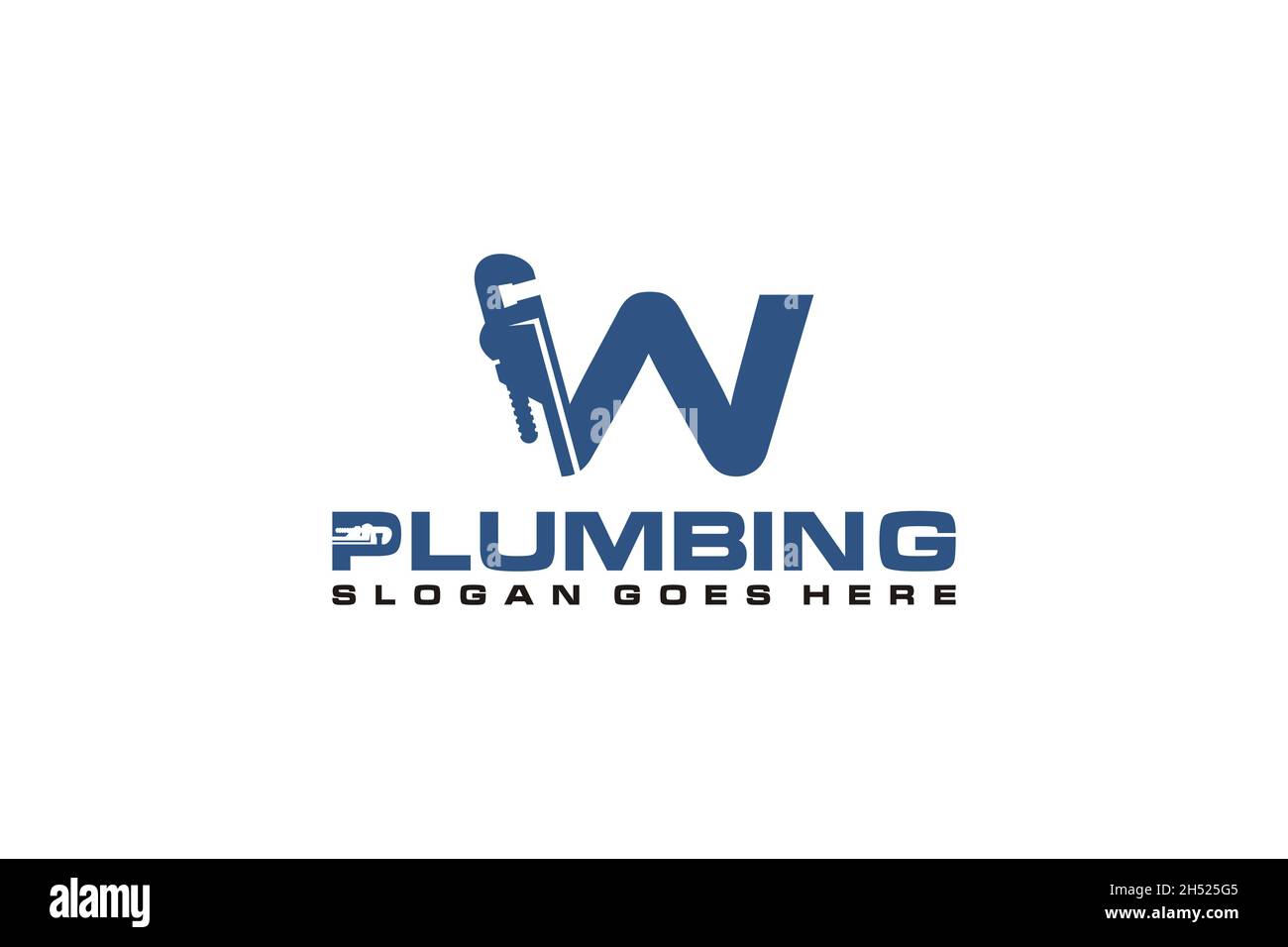 W modèle de logo initial pour le service de plomberie, icône de logo du service d'eau. Illustration de Vecteur