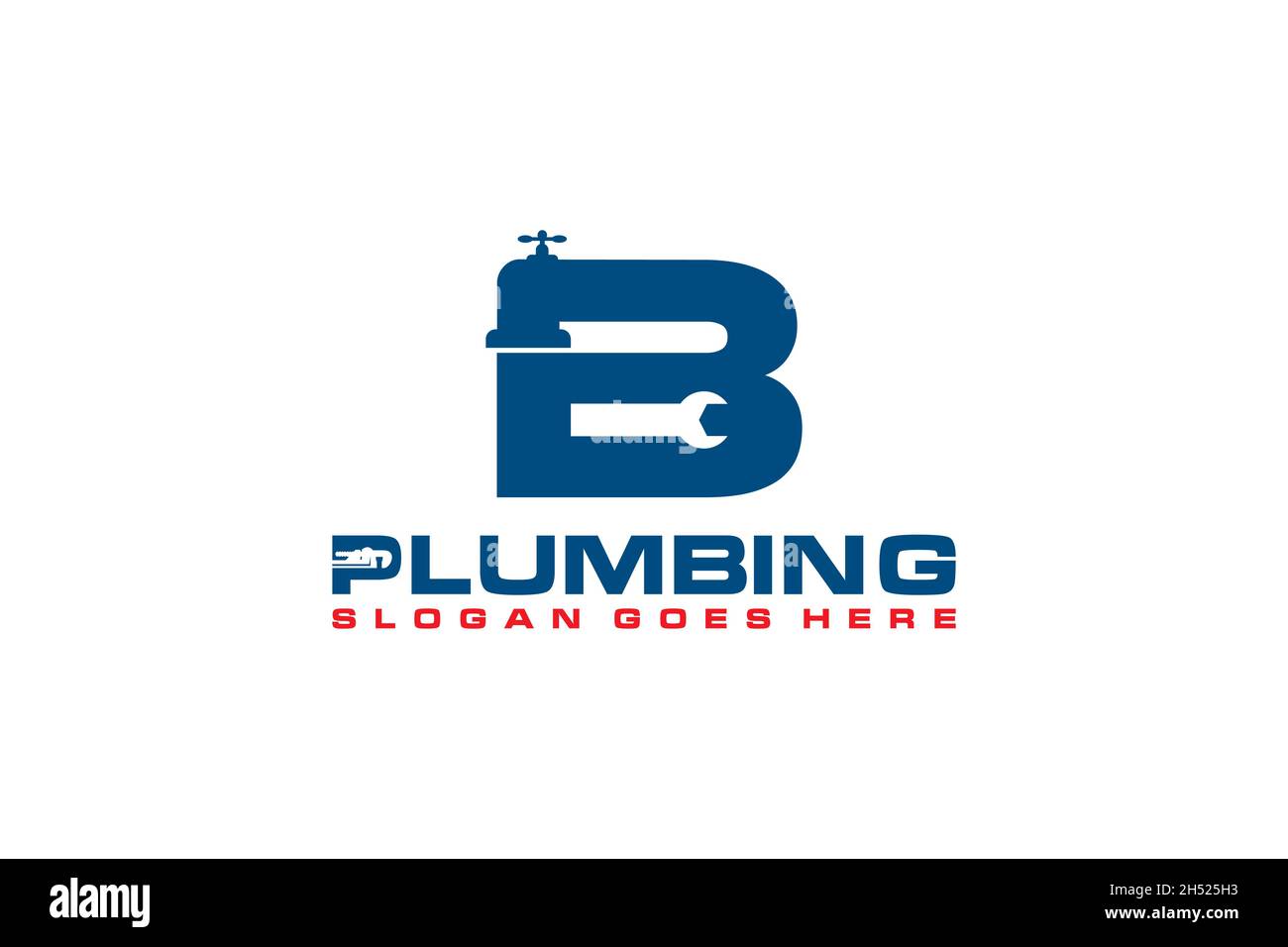 B modèle de logo initial pour le service de plomberie, icône de logo du service d'eau. Illustration de Vecteur