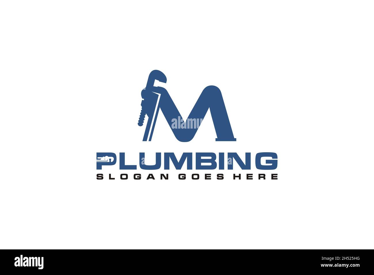 M initiale du modèle de logo de plomberie, icône de logo de service d'eau. Illustration de Vecteur