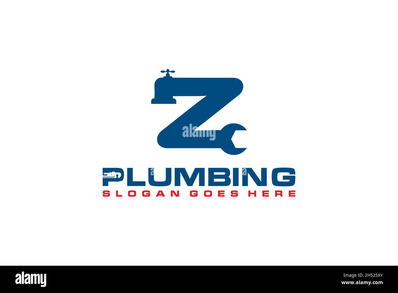 Z modèle de logo initial pour le service de plomberie, icône de logo du service d'eau. Illustration de Vecteur