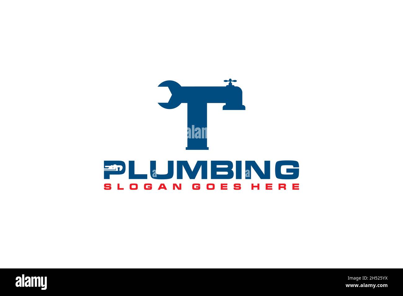 T initiale du modèle de logo de plomberie, icône de logo de service d'eau. Illustration de Vecteur