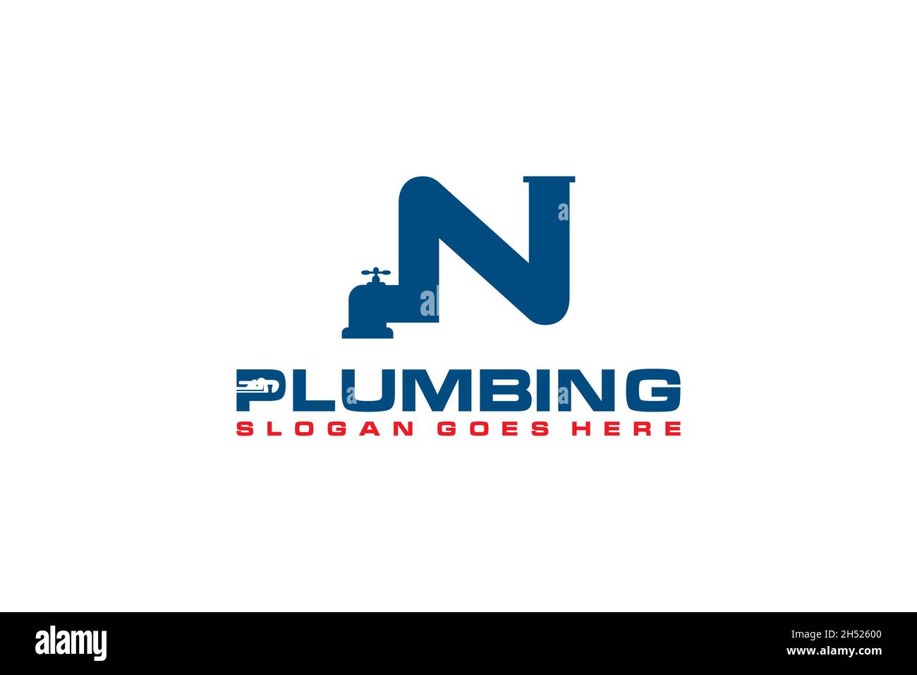 N modèle de logo initial pour le service de plomberie, icône de logo du service d'eau. Illustration de Vecteur