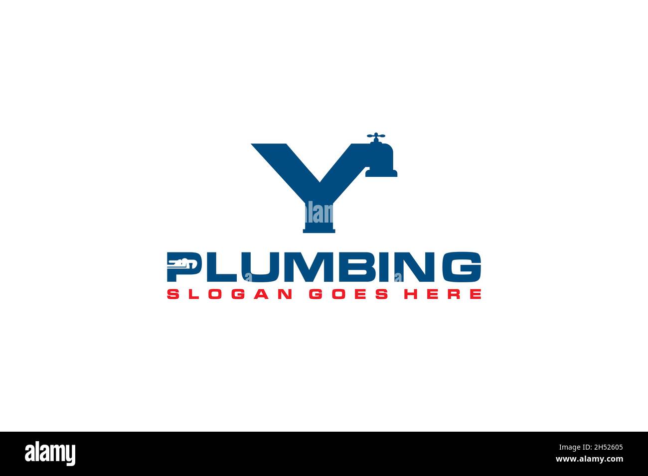 Y initiale du modèle de logo de plomberie, icône de logo de service d'eau. Illustration de Vecteur