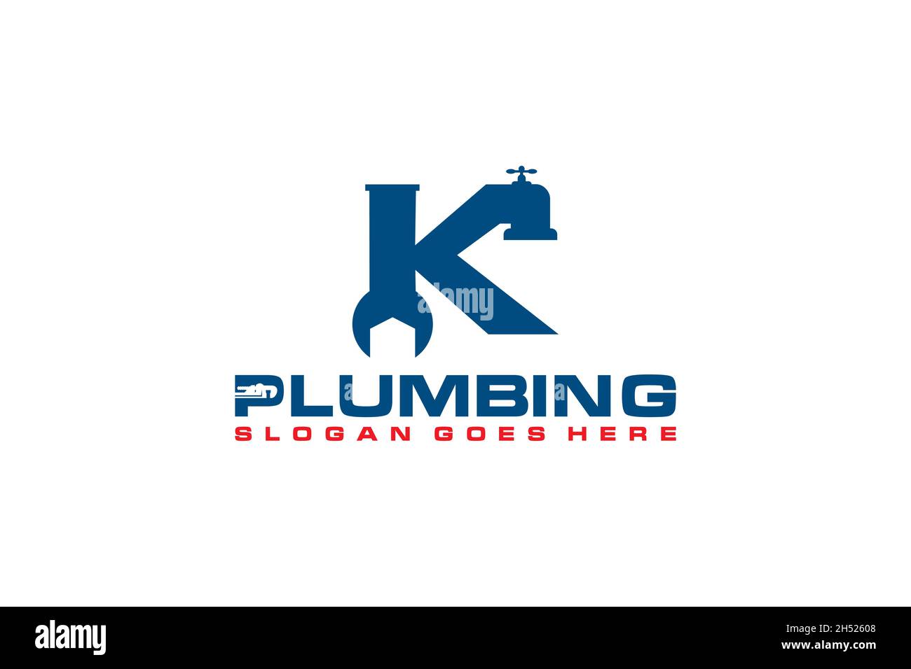 K modèle de logo initial pour le service de plomberie, icône de logo du service d'eau. Illustration de Vecteur