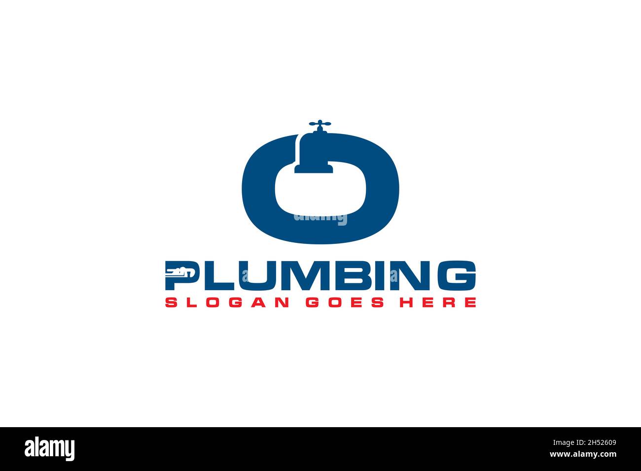 O initiale du modèle de logo de plomberie, icône de logo de service d'eau. Illustration de Vecteur