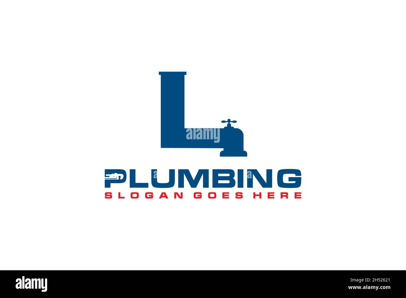 L initiale du modèle de logo de plomberie, icône de logo de service d'eau. Illustration de Vecteur
