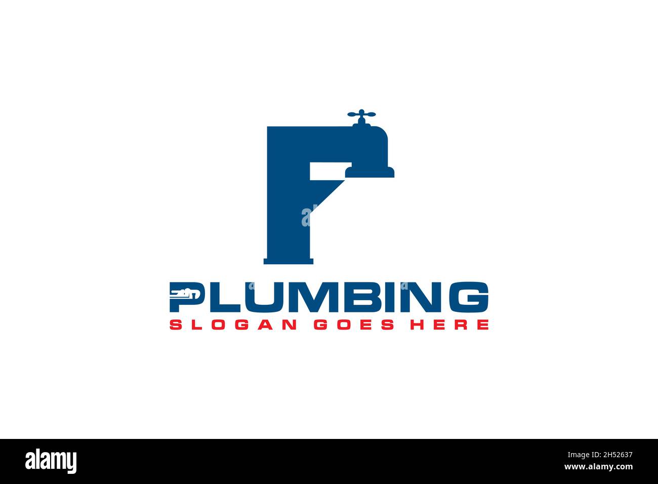 F modèle de logo initial pour le service de plomberie, icône de logo du service d'eau. Illustration de Vecteur
