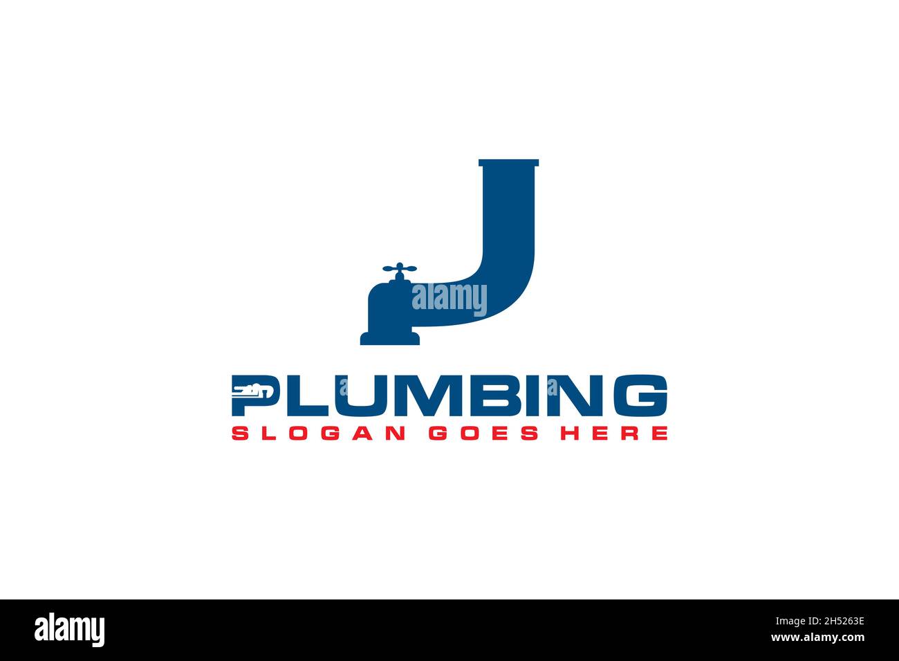 J modèle de logo initial pour le service de plomberie, icône de logo du service d'eau. Illustration de Vecteur