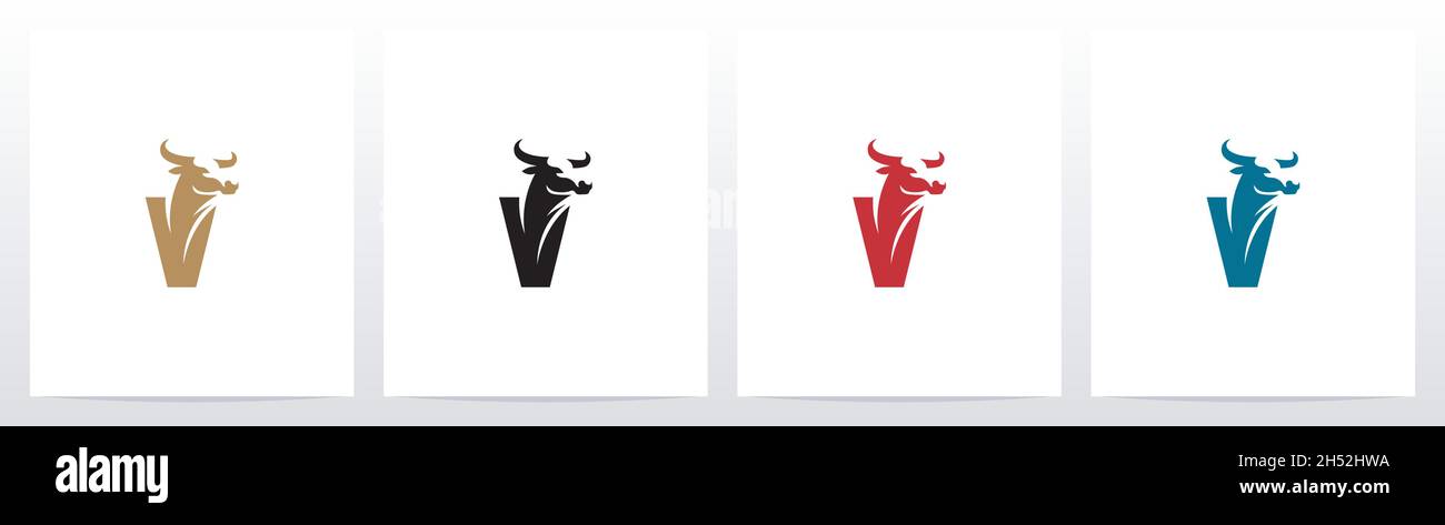 Buffalo Head on Letter logo Design V Illustration de Vecteur