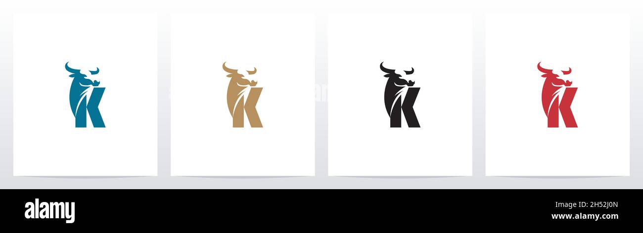 Buffalo Head on Letter logo Design K Illustration de Vecteur
