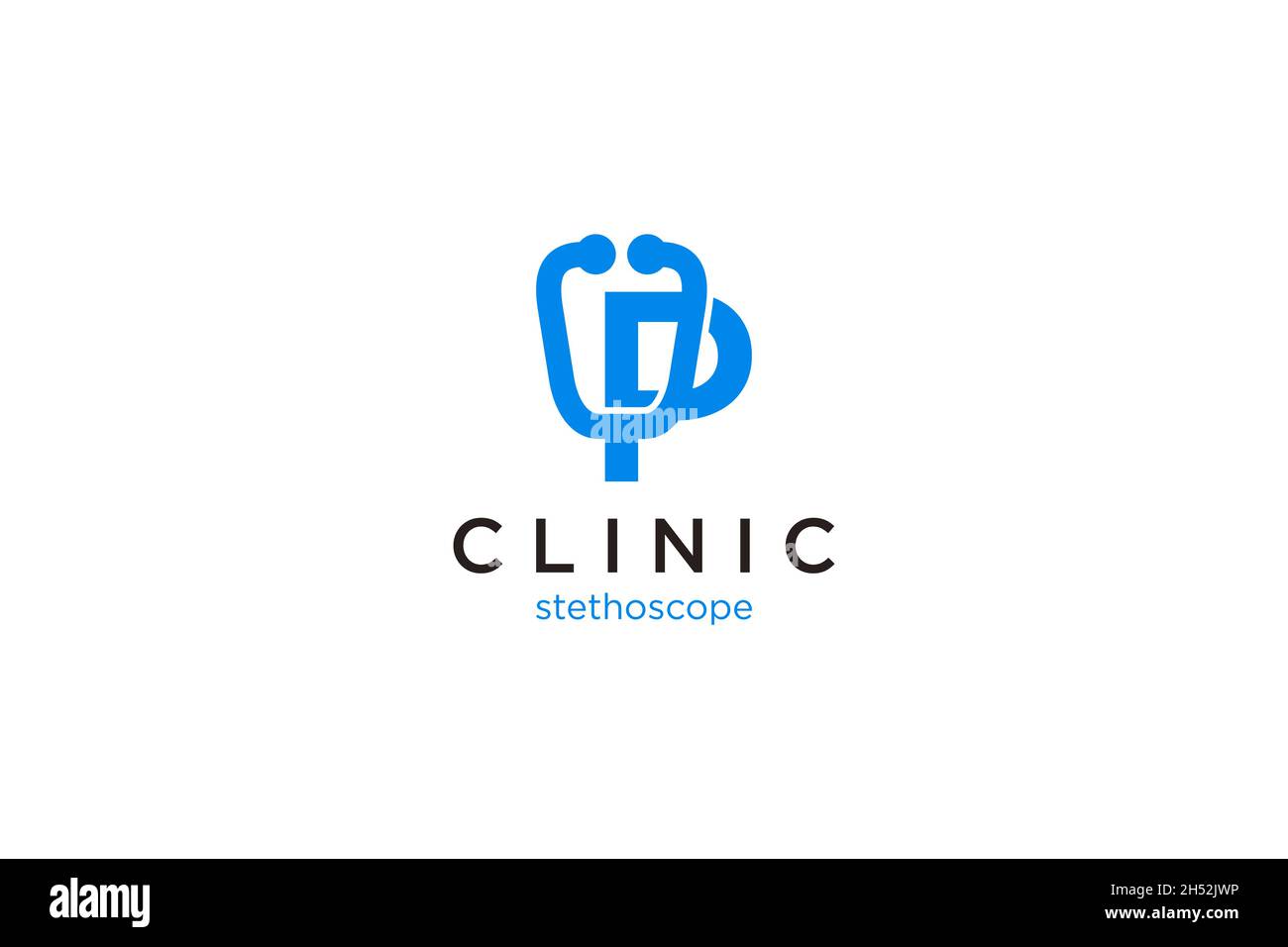 Lettre P logo avec stéthoscope pour vecteur médical et pharmaceutique. Illustration de Vecteur