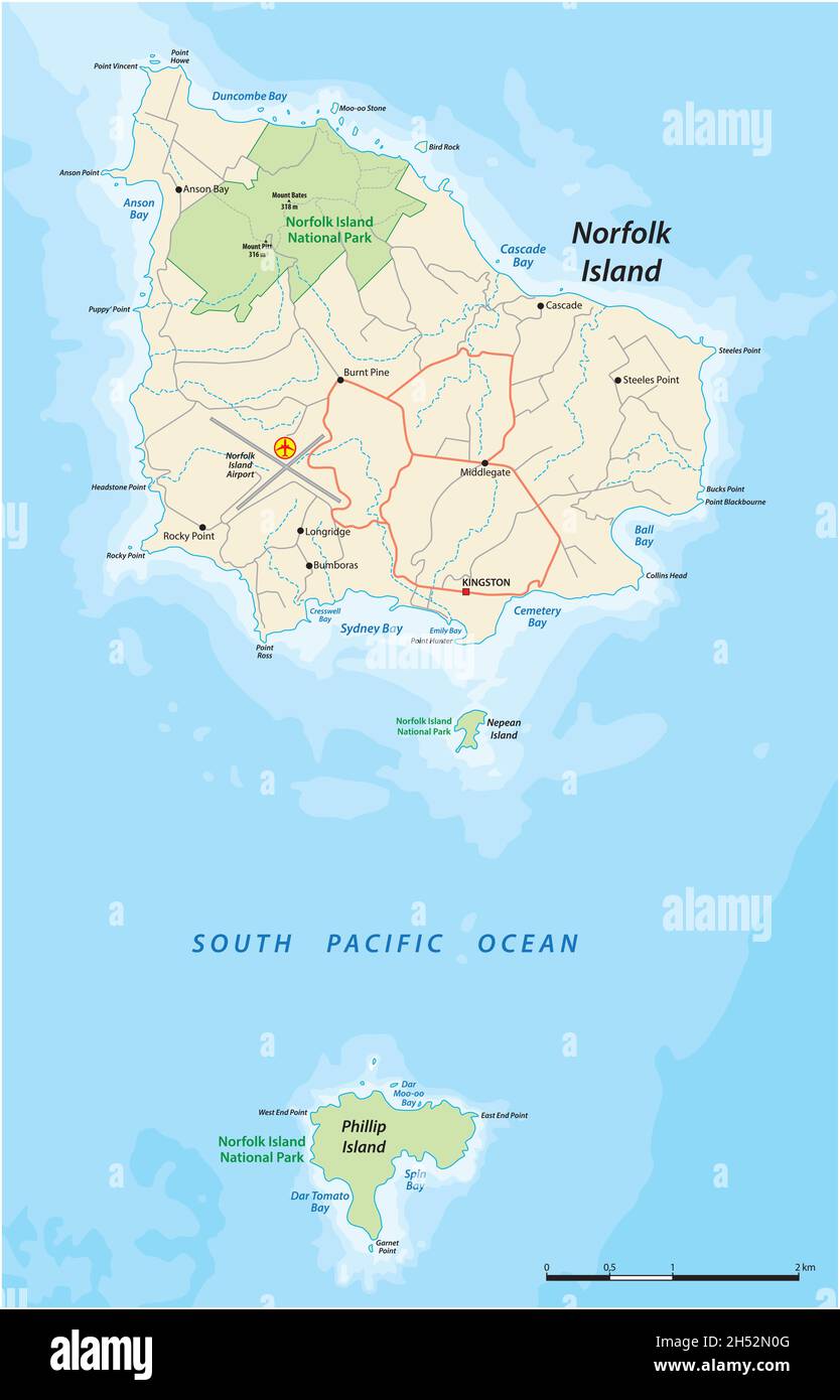 Carte vectorielle de l'île du Pacifique australien de l'île Norfolk Illustration de Vecteur