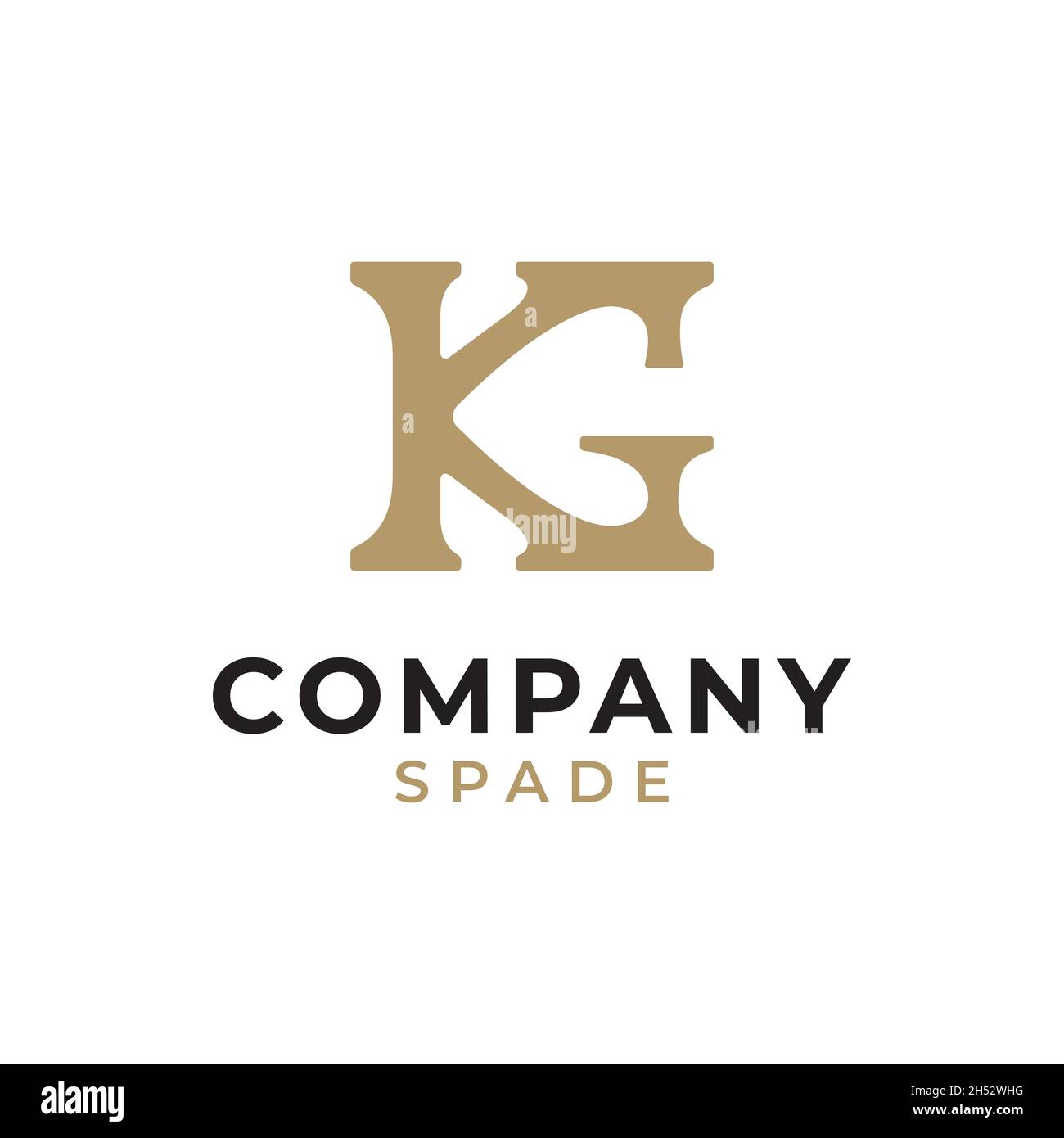 Titre: golden luxe lettre initiale KG et Spade logo Design Vector Illustration de Vecteur