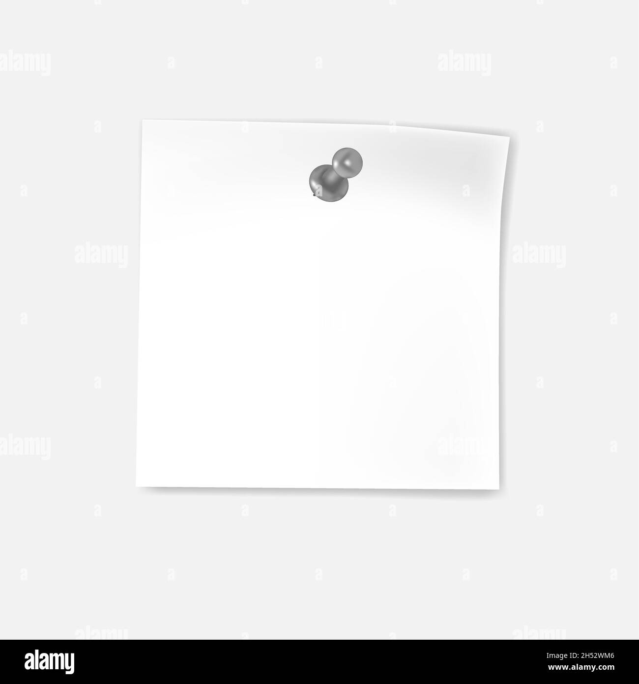 Feuille de papier blanche vierge avec broche de dessin.Remarque importante avec une fixation au pouce.Autocollant mémo.Liste de contrôle.Maquette de vecteur Illustration de Vecteur