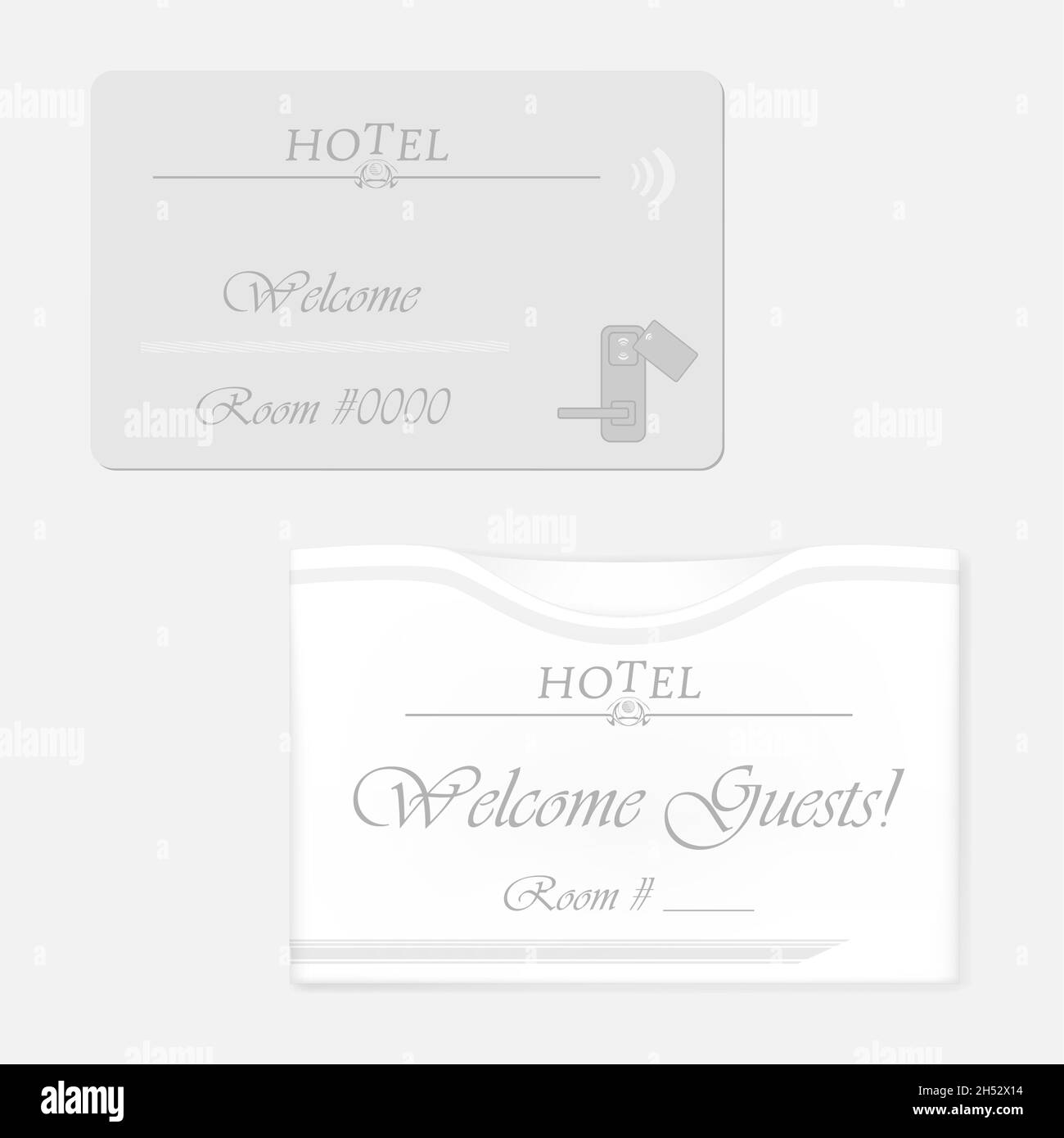 Carte-clé RFID de l'hôtel avec porte-pochette pour carte-clé.Enveloppe blanche horizontale avec fente supérieure.Modèle vectoriel Illustration de Vecteur