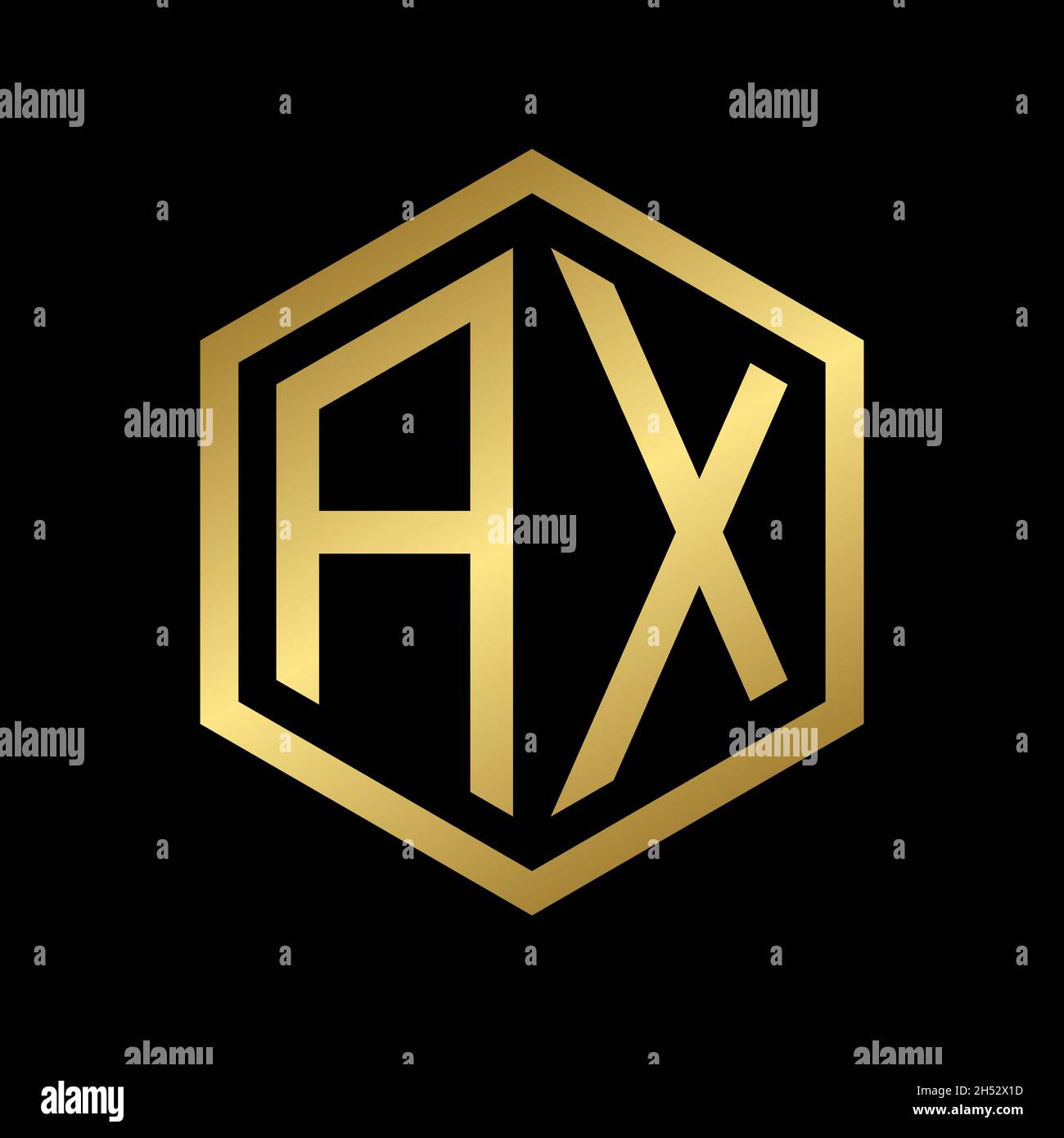 golden initial lettre AX logo hexagonal design vecteur Illustration de Vecteur