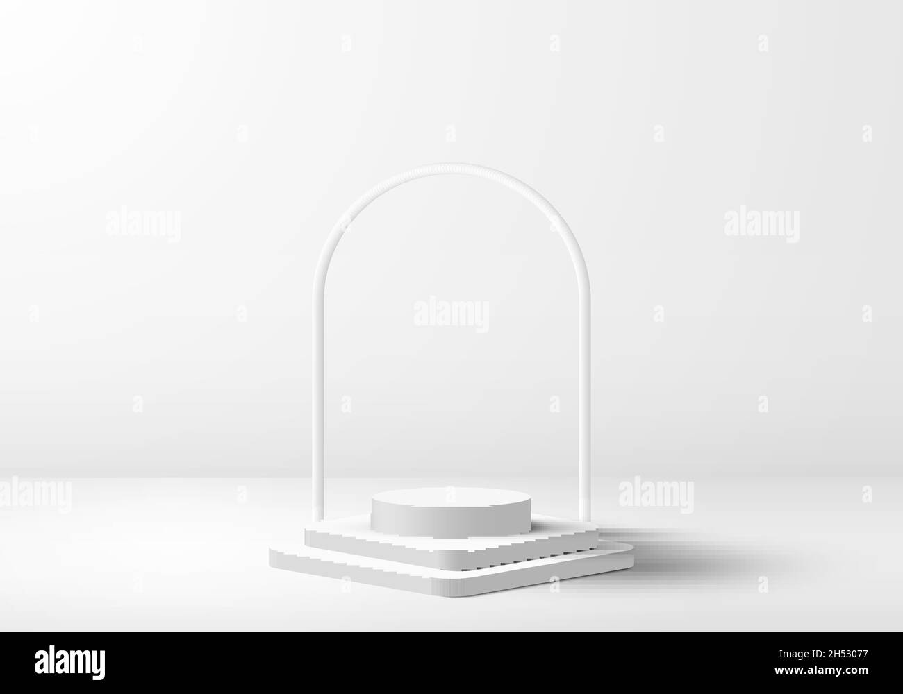 Affichage 3D réaliste du produit podium blanc sur fond propre style minimal.Conception géométrique de la plate-forme.Vous pouvez utiliser pour l'affichage et la présentation du produit Illustration de Vecteur
