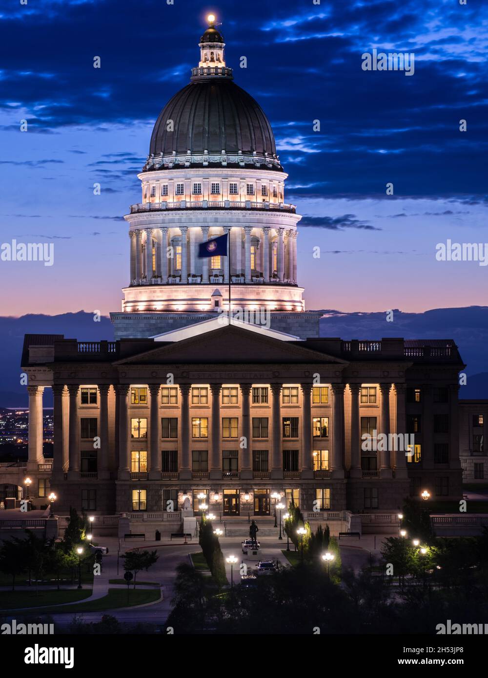 Capitole de l'État de l'Utah au coucher du soleil - Salt Lake City Banque D'Images