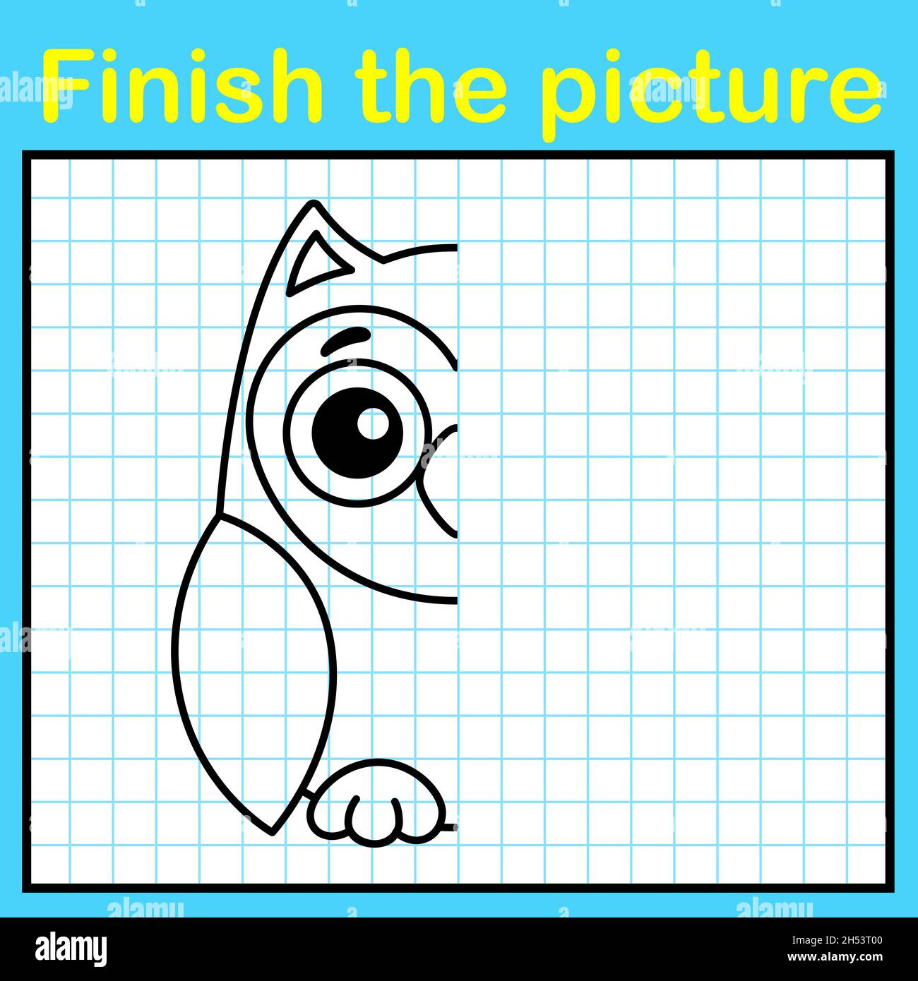 Complétez le hibou avec une image symétrique et peignez-le.Un jeu de dessin simple pour les enfants Illustration de Vecteur
