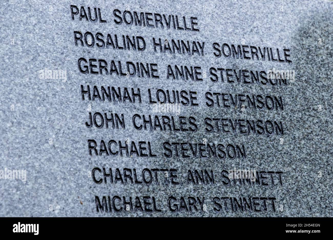 Mémorial à l'attentat de 1988 contre le vol 103 de Pan Am au-dessus de la ville écossaise de Lockerbie ayant causé la mort de 259 à bord et 11 au sol. Banque D'Images