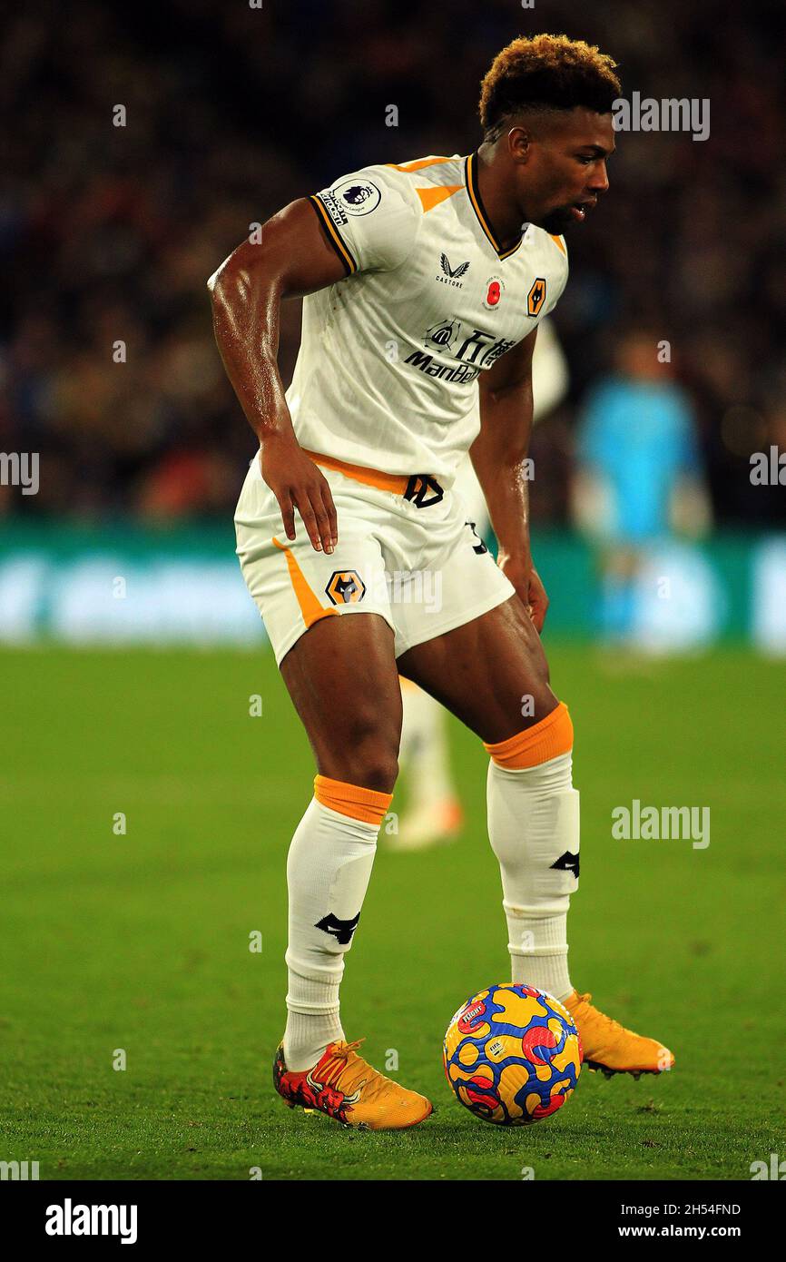 Londres, Royaume-Uni.06e novembre 2021.Adama Traore de Wolverhampton Wanderers en action pendant le jeu.Match de première ligue, Crystal Palace v Wolverhampton Wanderers au stade Selhurst Park à Londres le samedi 6 novembre 2021. Cette image ne peut être utilisée qu'à des fins éditoriales.Utilisation éditoriale uniquement, licence requise pour une utilisation commerciale.Aucune utilisation dans les Paris, les jeux ou les publications d'un seul club/ligue/joueur. photo par Steffan Bowen/Andrew Orchard sports photographie/Alay Live news crédit: Andrew Orchard sports photographie/Alay Live News Banque D'Images