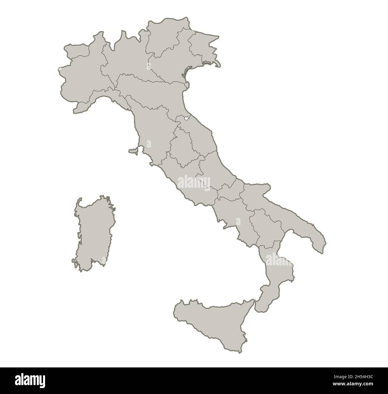 Carte de l'Italie, régions individuelles, vierge Banque D'Images