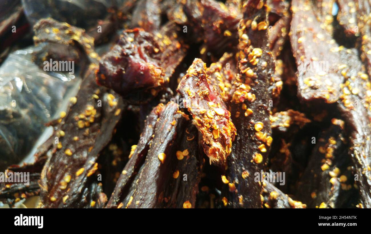 Gros plan de bœuf séché Banque D'Images