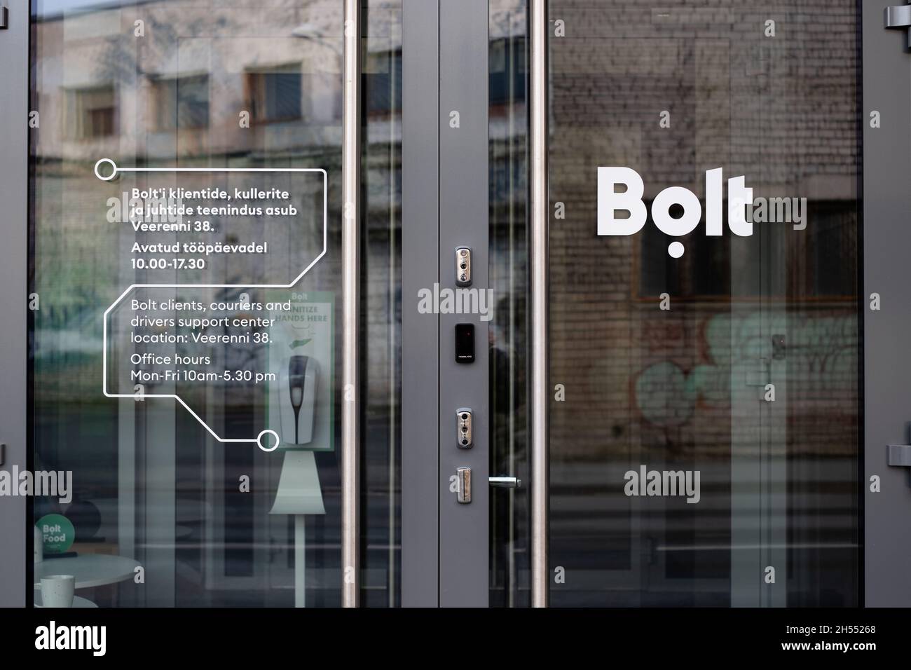 Siège social de la société Bolt.Bolt est un réseau de transport, un système de partage de trottinettes et une compagnie de livraison de nourriture opérant à l'échelle internationale. Banque D'Images