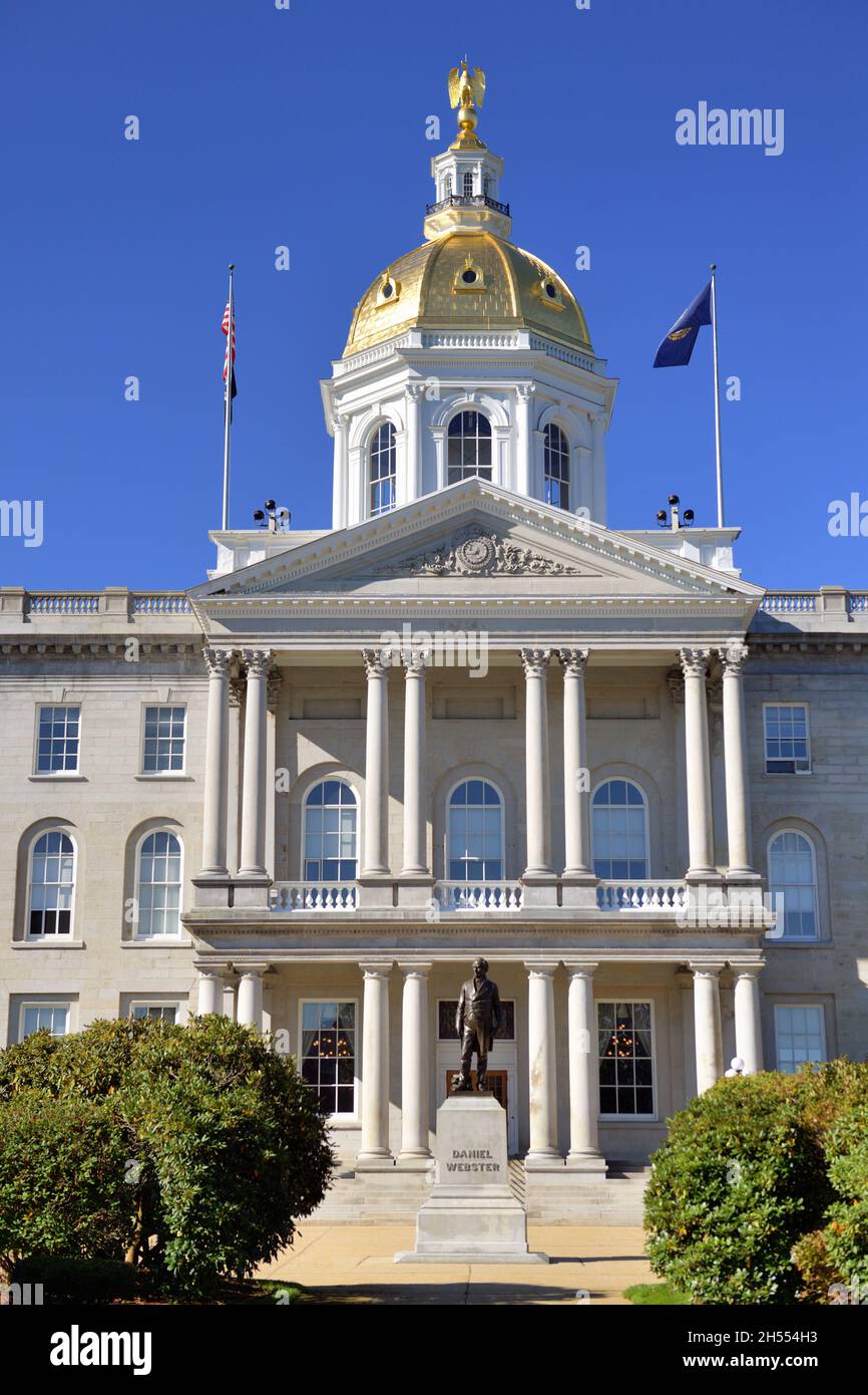 Concord, New Hampshire, États-Unis.Le bâtiment du Capitole de l'État du New Hampshire est situé à Concord, dans le New Hampshire. Banque D'Images