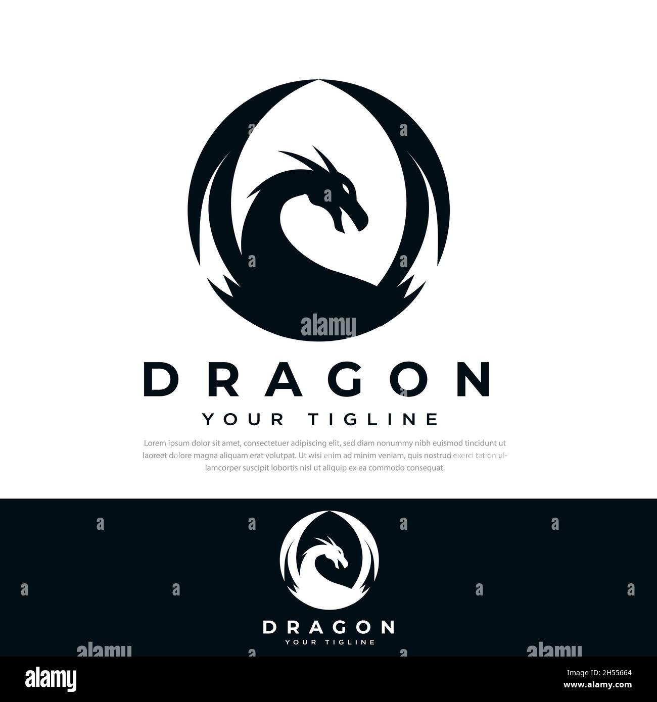 Modèle de silhouette de vecteur de logo Dragon Illustration de Vecteur