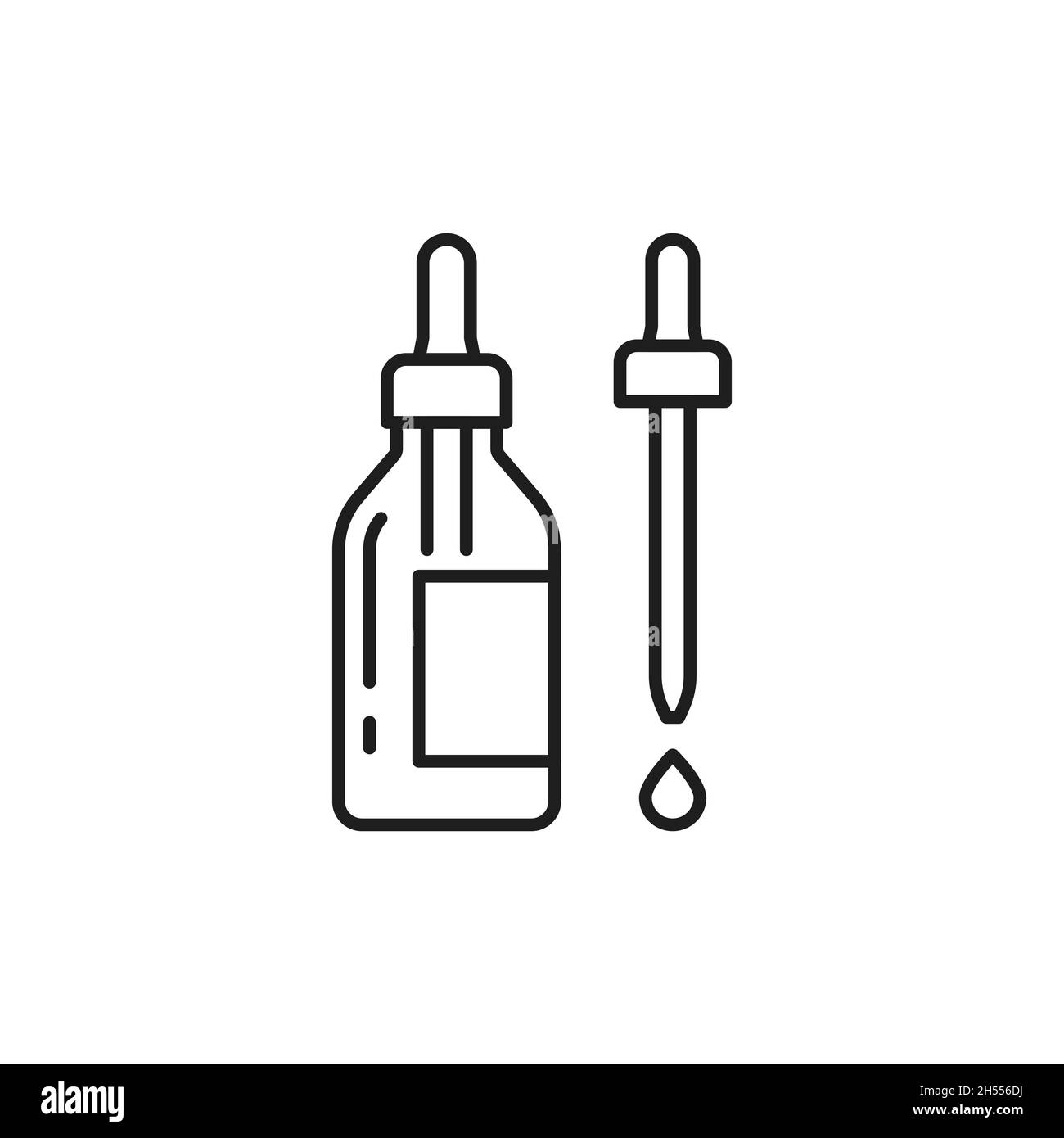 Sérum de collagène avec icône de contour isolé compte-gouttes.Modèle d'ADS vectoriel mince ligne, bouteille de gouttelettes de verre avec essence huile, soin du visage hydratant a Illustration de Vecteur